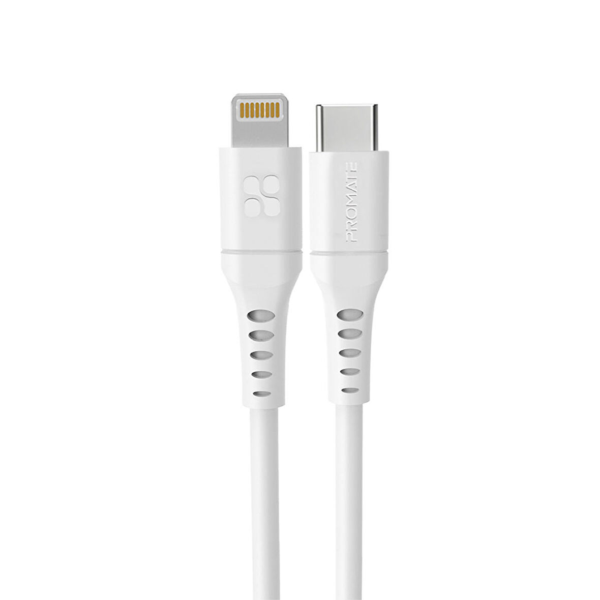 Promate PowerLink-120 20W Type-C To Lightning 1.2m 3A Hızlı Şarj ve Data Kablosu Beyaz