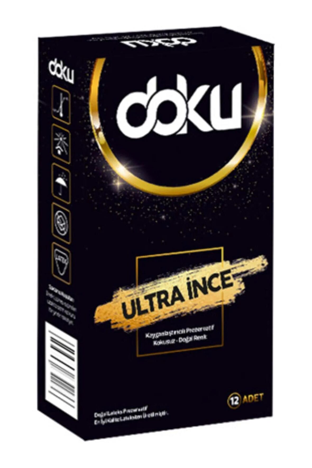 Doku Ultra İnce Kayganlaştırıcılı Doğal Lateks Prezervatif 12li