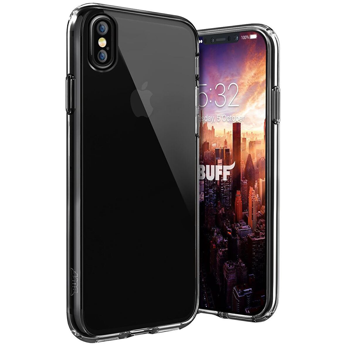 Buff iPhone X ile Uyumlu Air Hybrid Kılıf Smoke Black