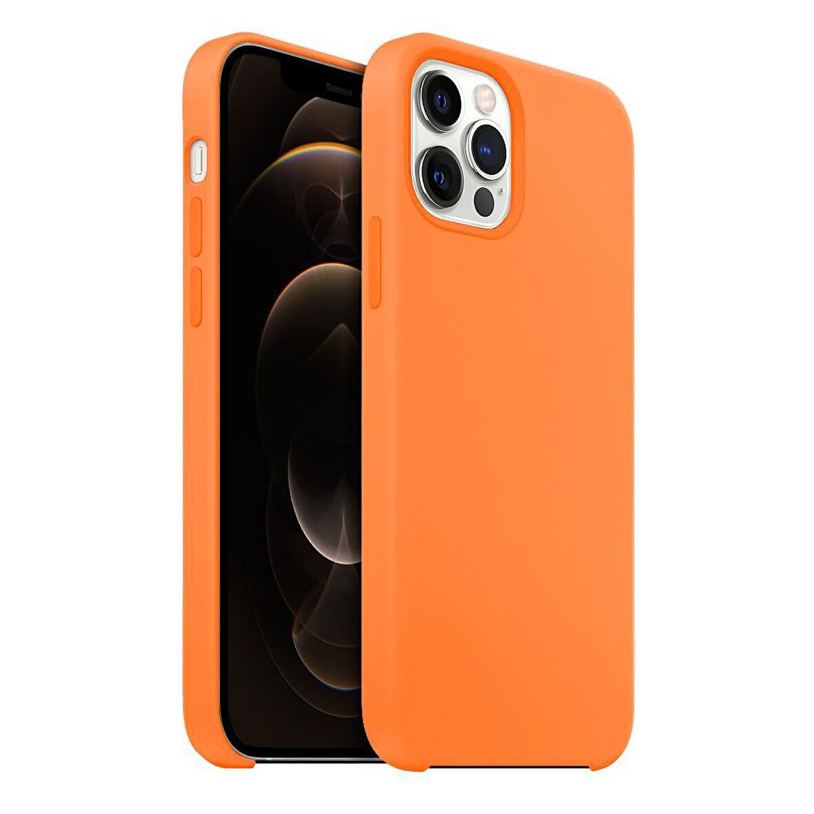 Buff iPhone 12 Pro Max Rubber Fit Kılıf Light Orange
