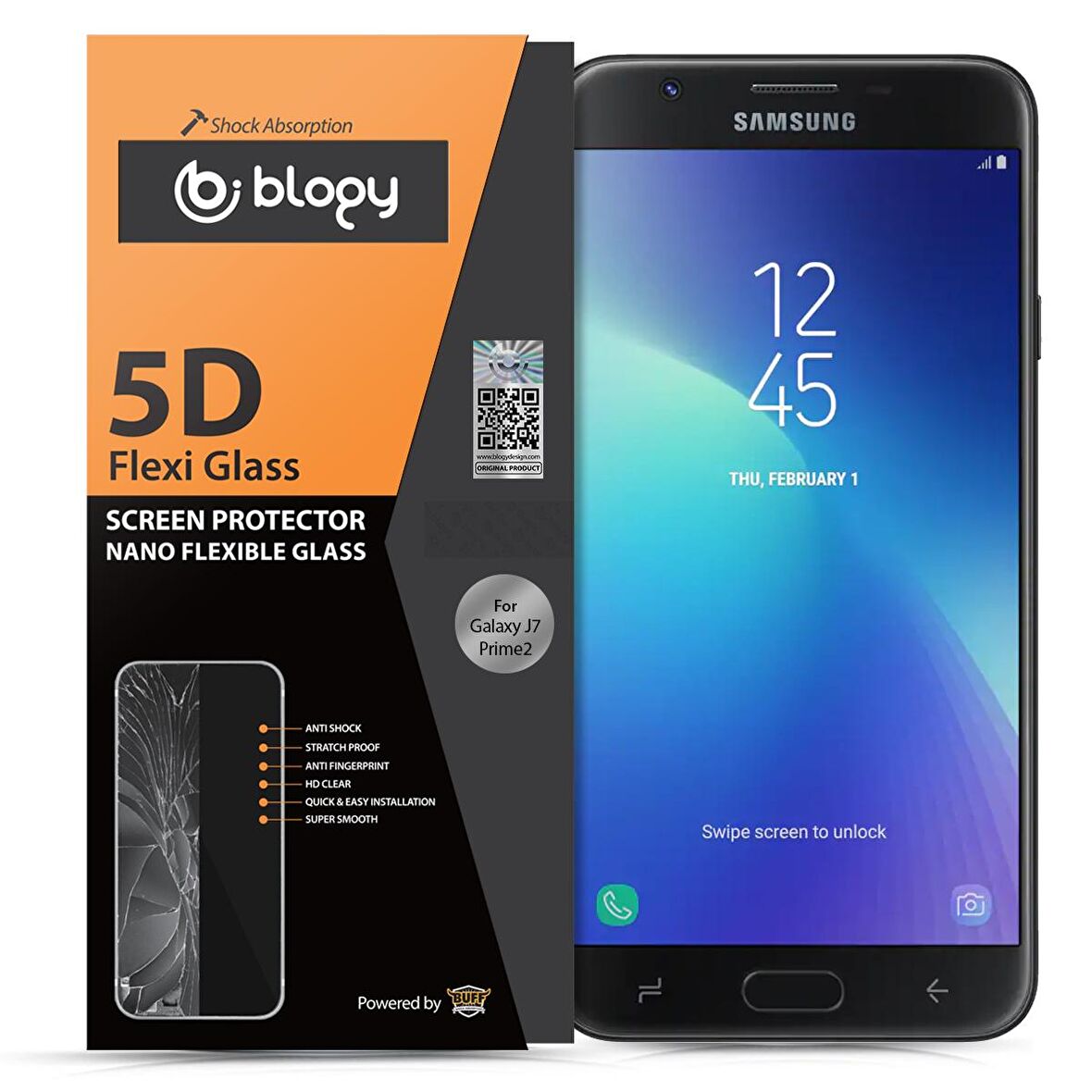 Blogy Galaxy J7 Prime2 ile Uyumlu Flexi 5D Ekran Koruyucu