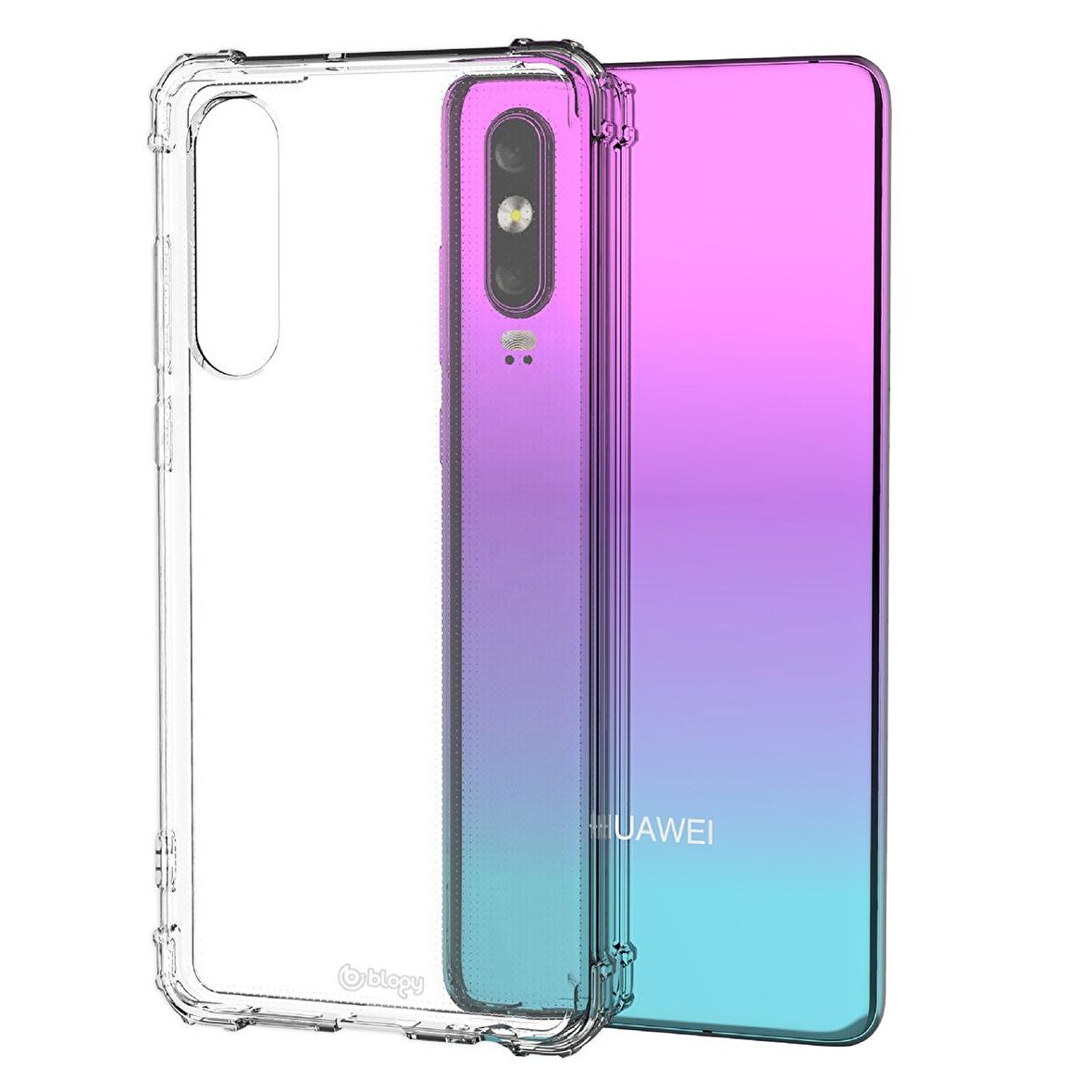 Blogy Huawei P30 Crystal ile Uyumlu Fit Kılıf Crystal Clear