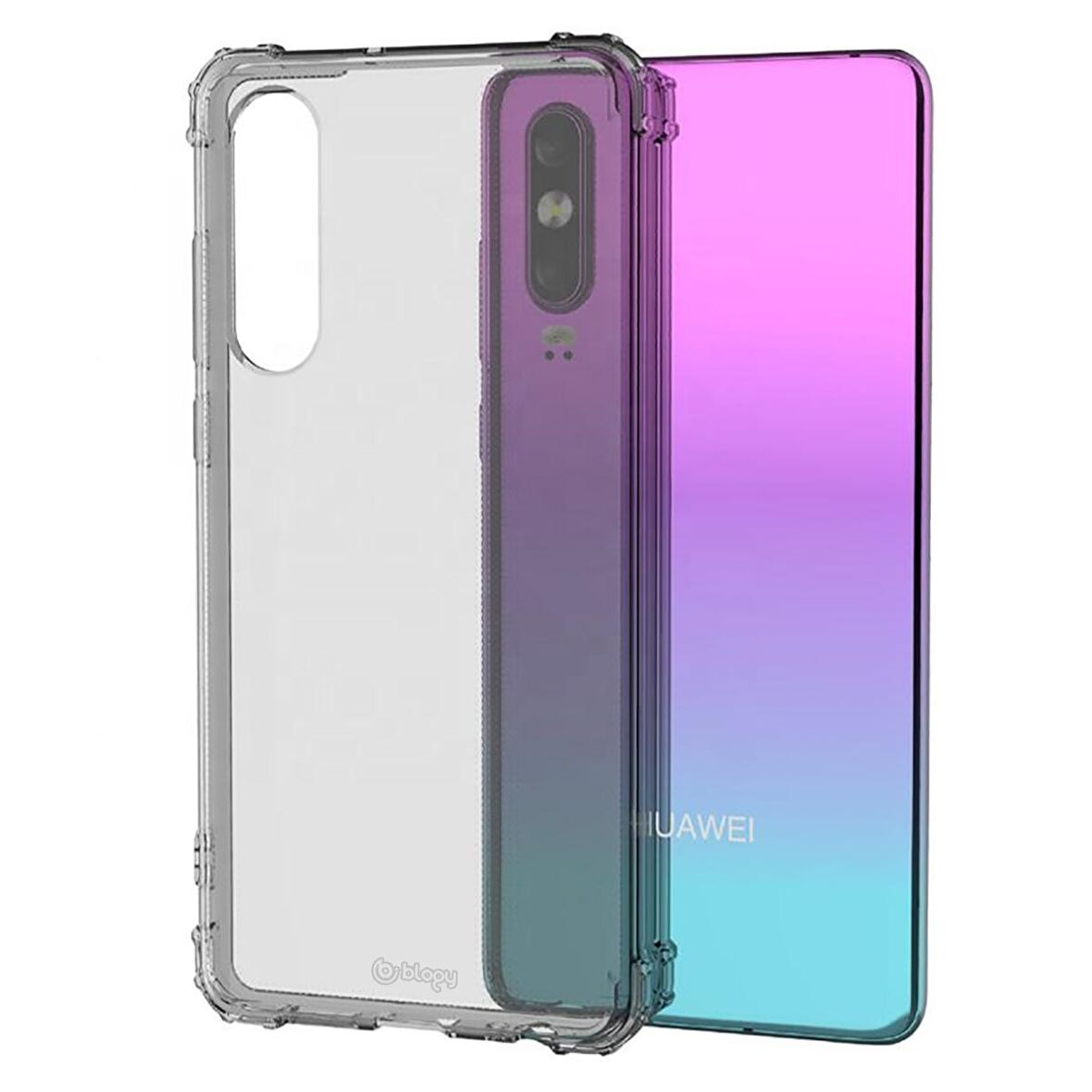 Blogy Huawei P30 Crystal ile Uyumlu Fit Kılıf Smoke Black