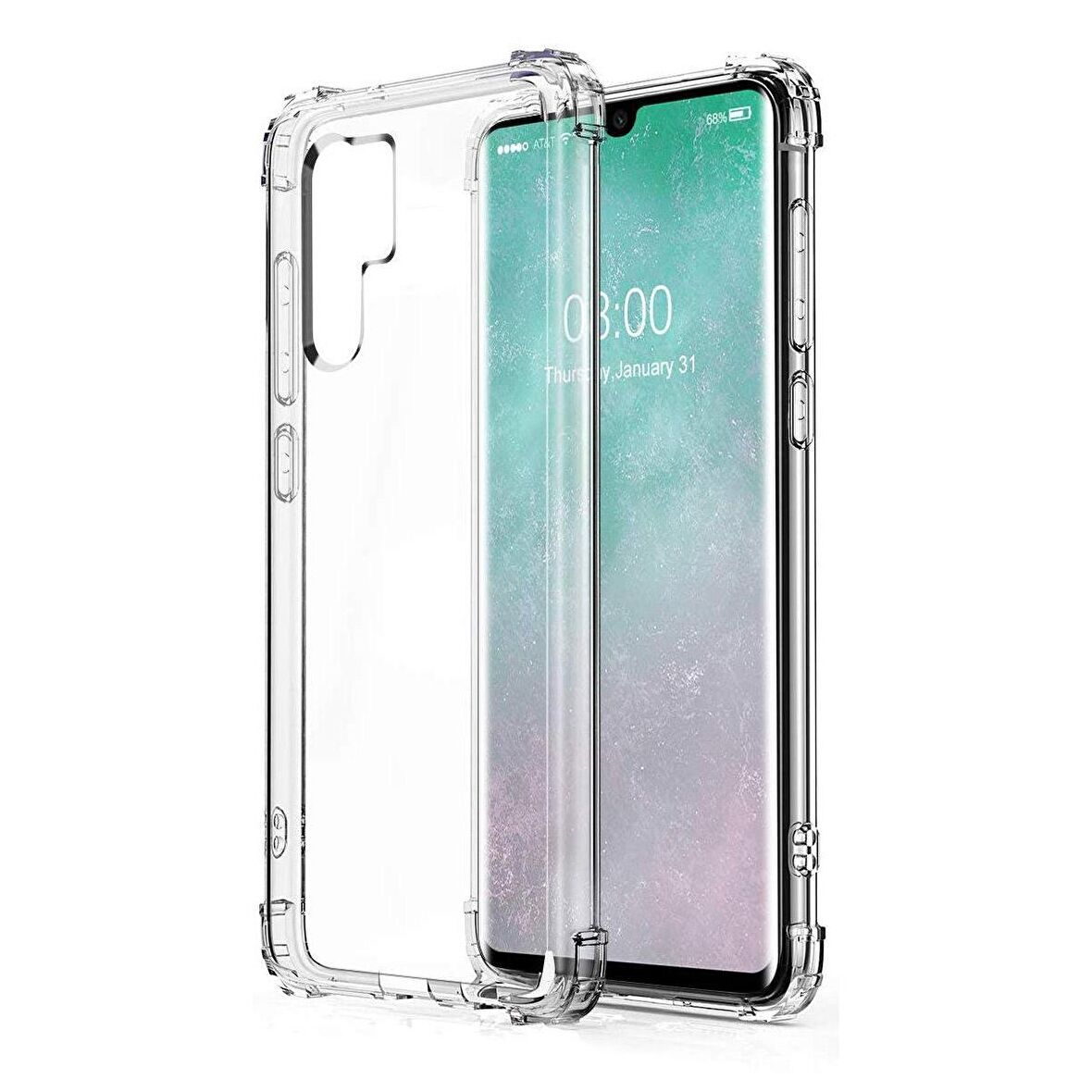 Blogy Huawei P30 Pro ile Uyumlu Crystal Fit Kılıf Crystal Clear