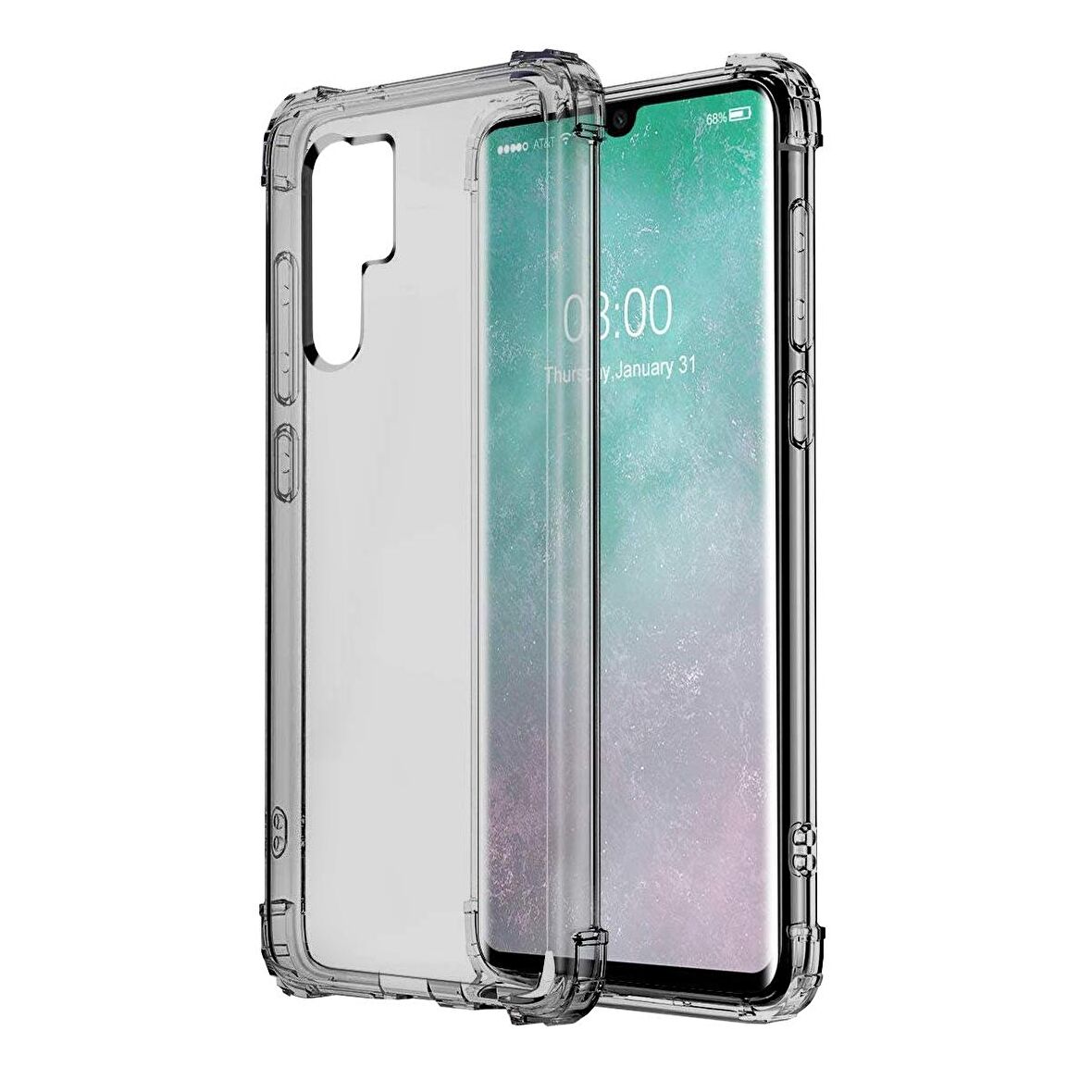 Blogy Huawei P30 Pro ile Uyumlu Crystal Fit Kılıf Smoke Black