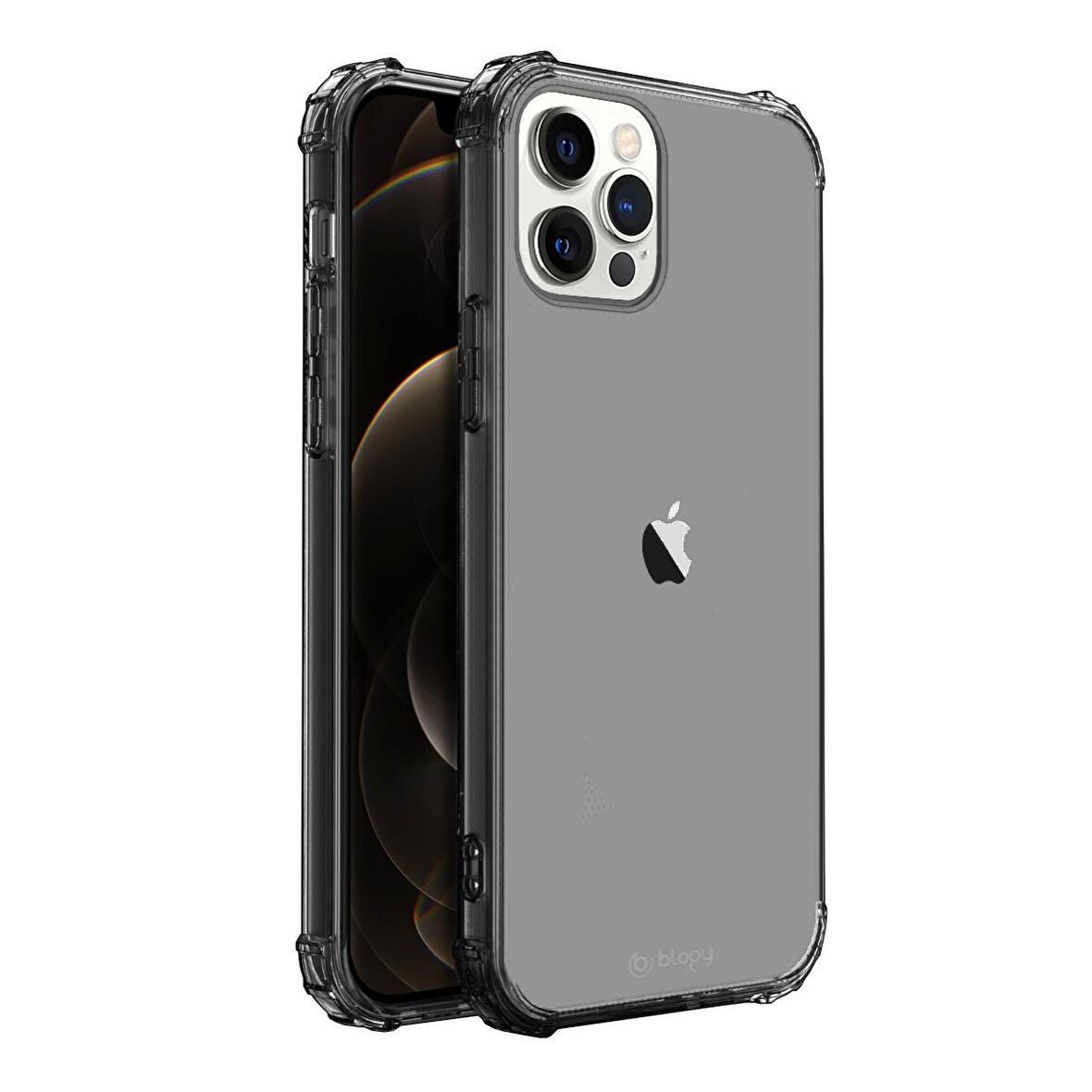 Blogy iPhone 12 Pro Max ile Uyumlu Crystal Fit Kılıf Smoke Black