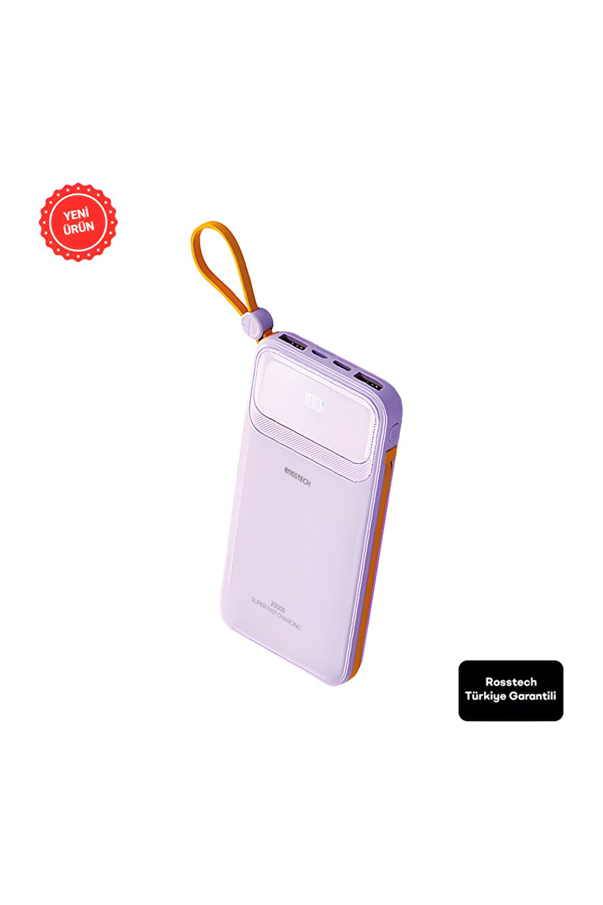 Rs-500 20.000mah 22.5W PD Powerbank Dijital Ekranlı 6 Portlu Dahili Çift Kablolu