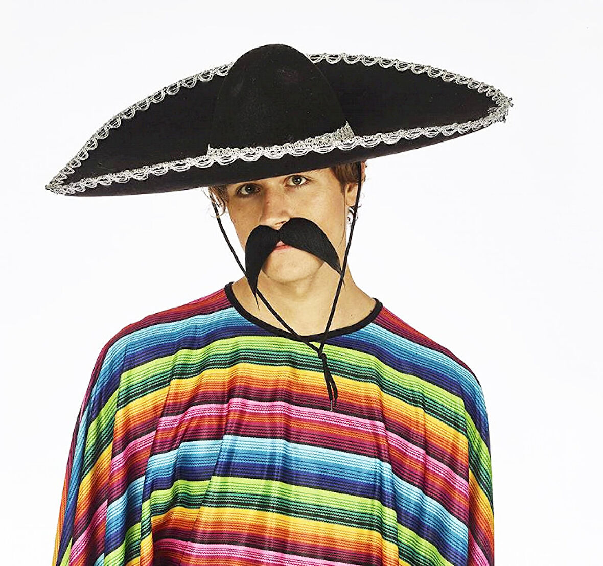 samur parti parti aksesuar & kostüm Sombrero Meksika Şapkası Mariachi Gümüş Şeritli Yetişkin Boy