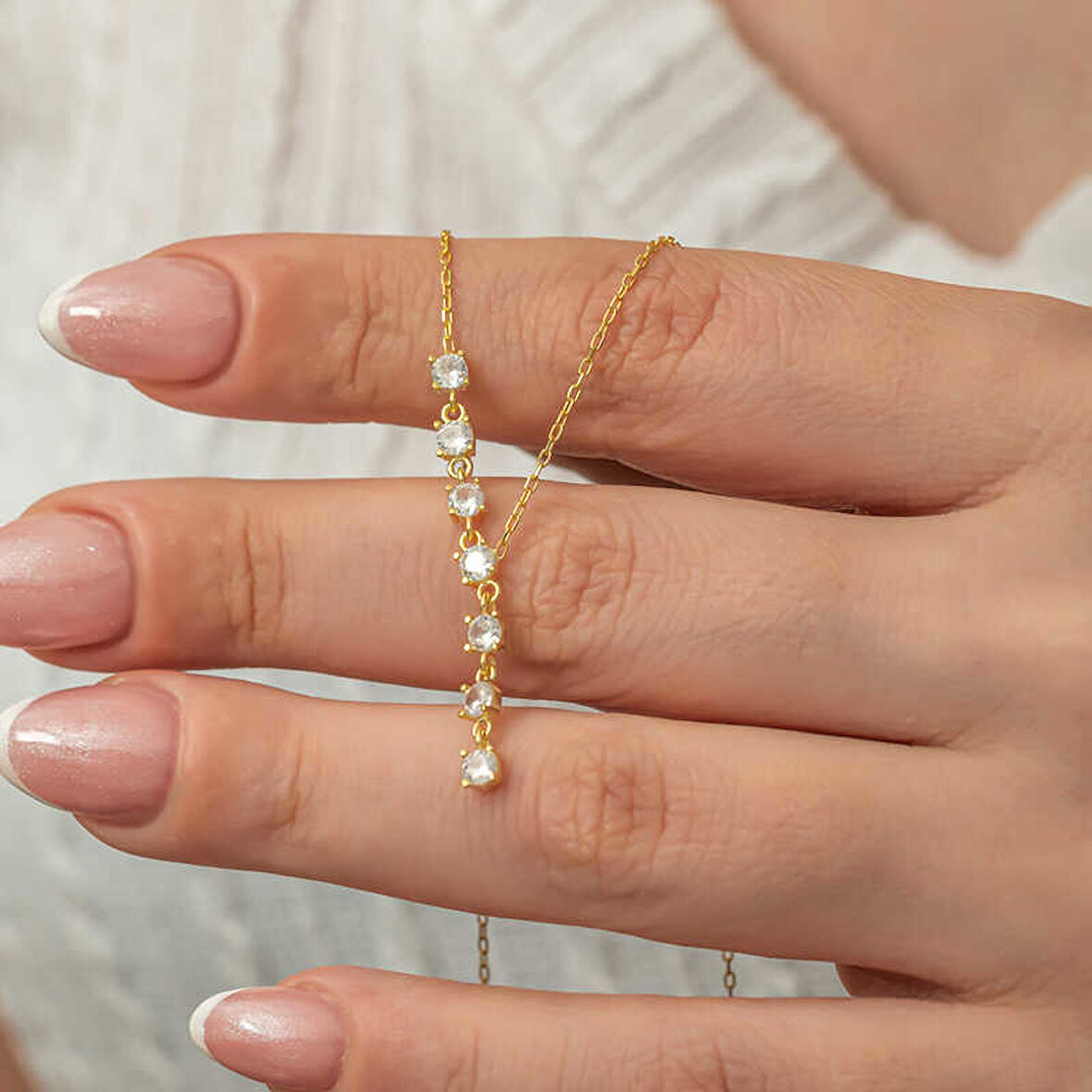 Himarry Gümüş Zirkon Sıra Taşlı Gold Kadın Kolye