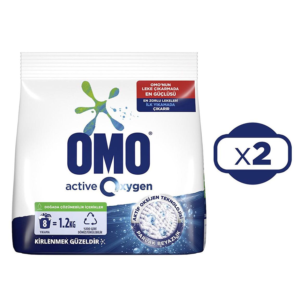 Omo Matik Active Oxygen Toz Deterjan 1,2 Kg x 2 Adet