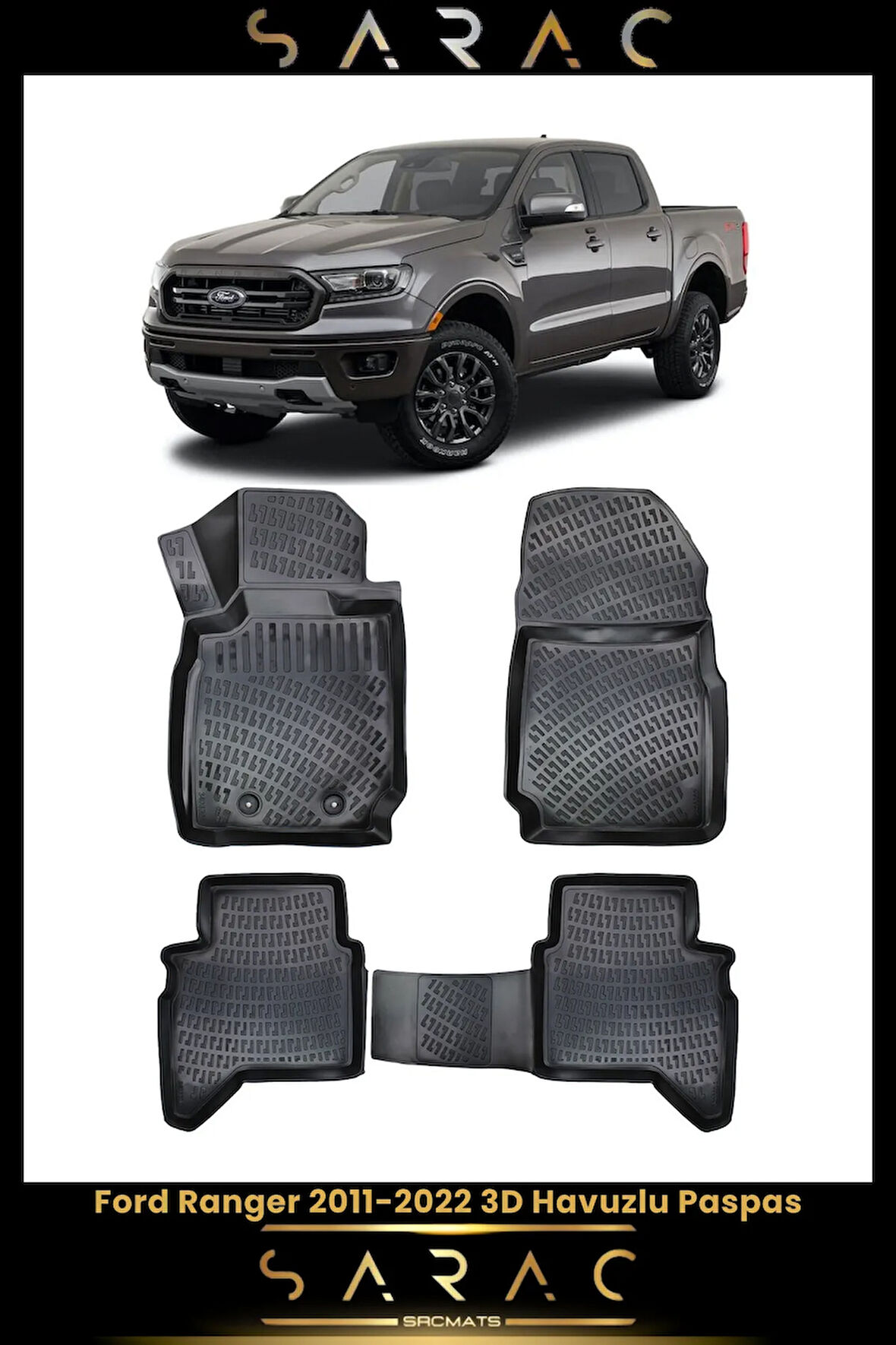 Ford Ranger 2014 Model Araca Özel 3d Havuzlu Paspas