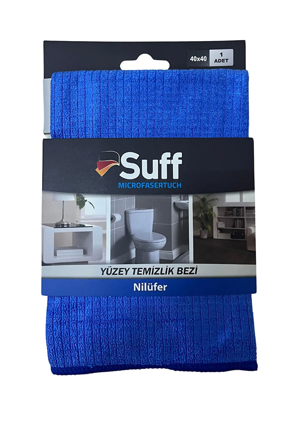 Nilüfer Damalı Mikrofiber Yüzey Temizlik Bezi 40 x 40 cm, Mavi