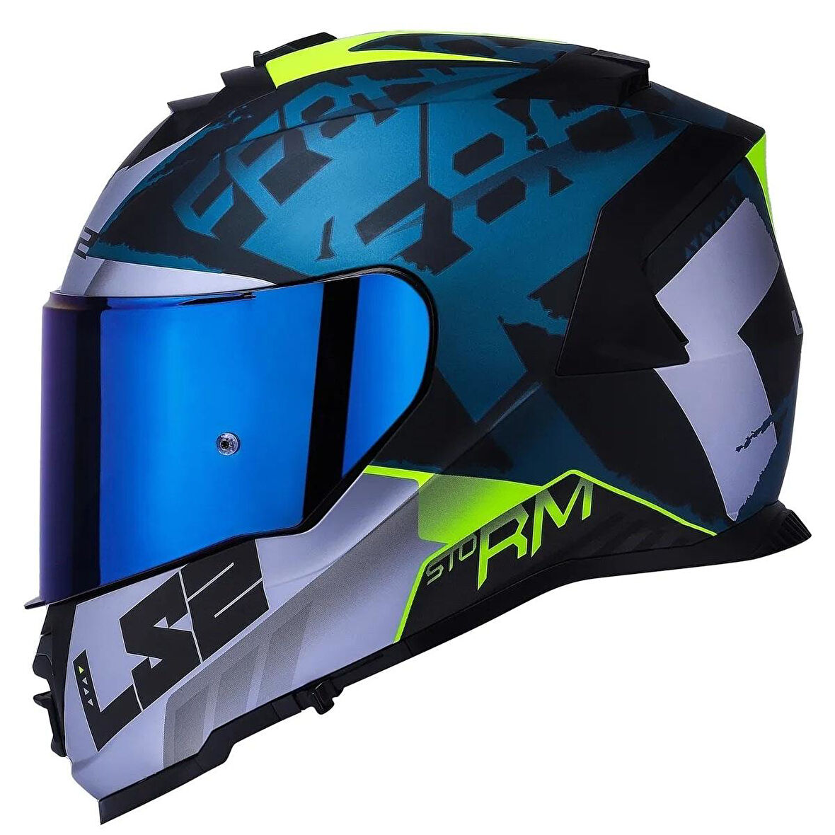 Ls2 Storm 2 Sprinter Siyah Gri Cobalt Gökkuşağı Vizör + Şeffaf Vizör Hediye