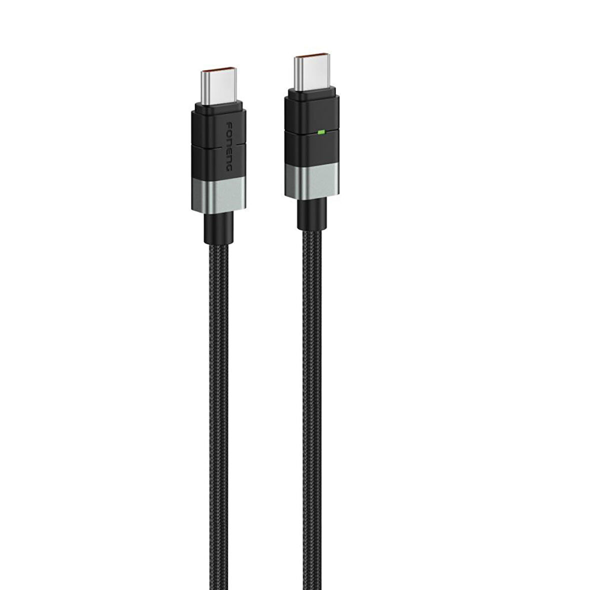 FONENG XS03 240W Led Işıklı Type-c To Type-C Şarj Ve Data Kablosu İp Örgülü