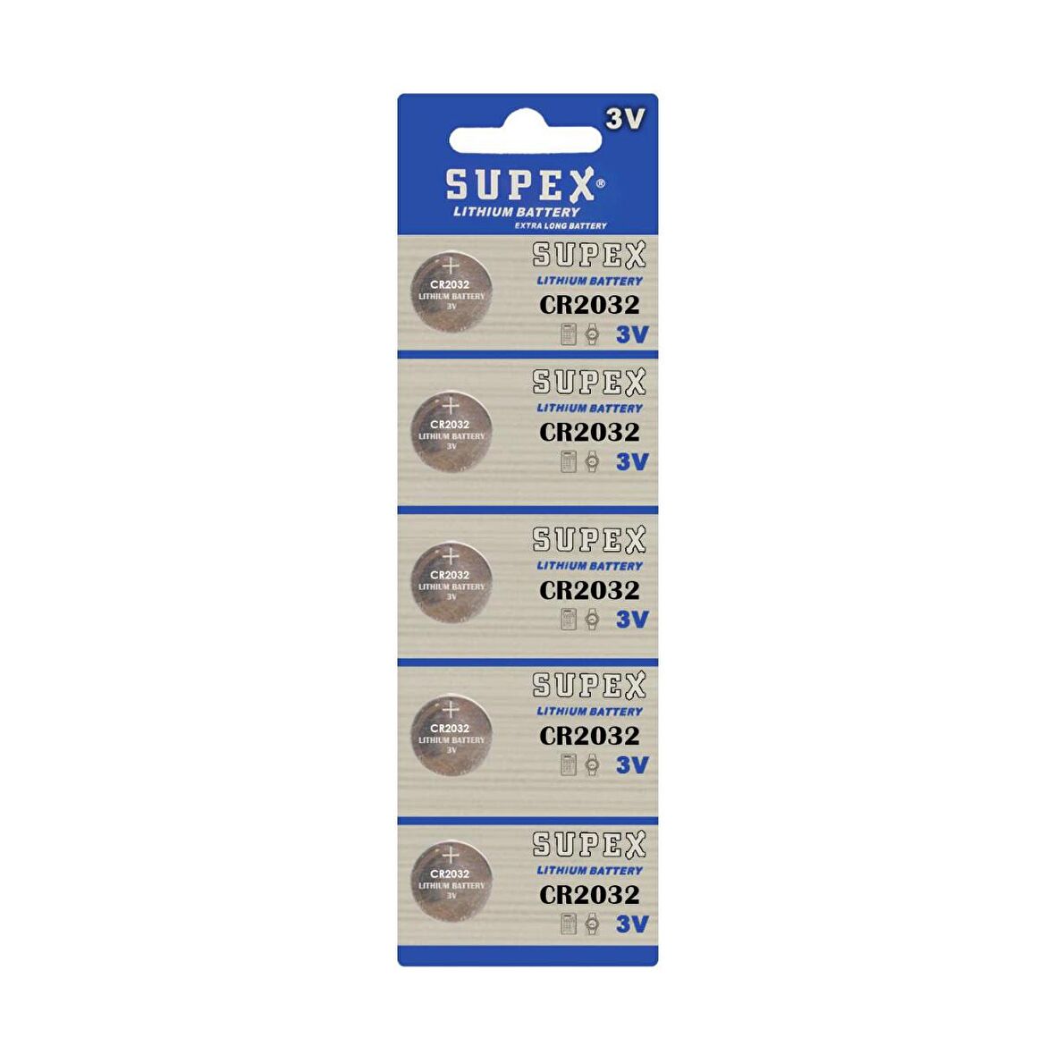 Supex CR2032 cR 2032 Lityum Düğme Pil 5'li Paket