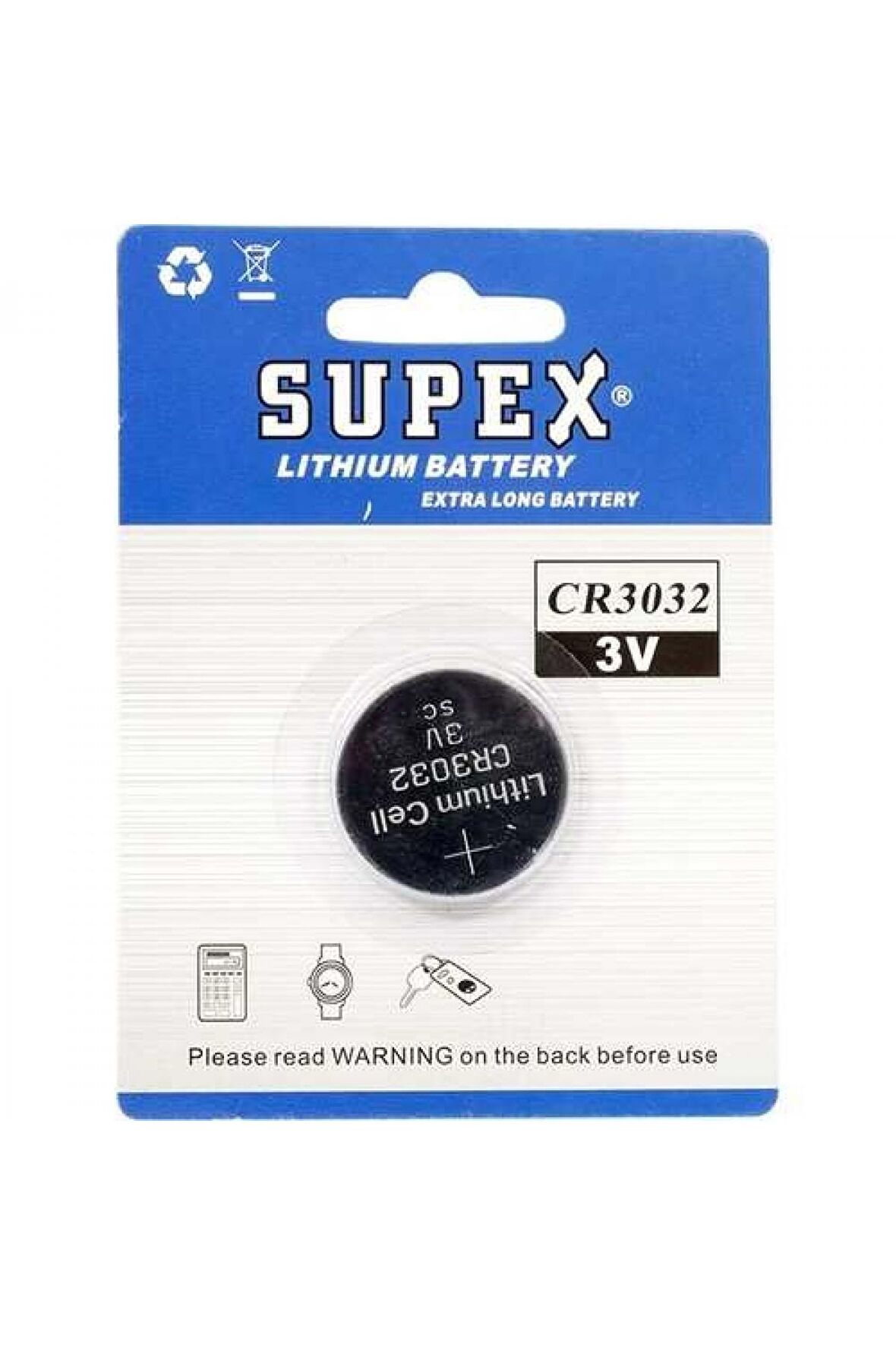 Supex CR3032 3V Lityum Düğme Pil Tekli Paket