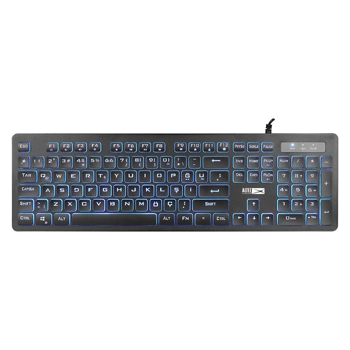 Altec Lansing ALGK8264 Siyah Usb 3 Renk Zemin Aydınlatmalı Q Multimedya Fonksiyonlu Gaming Klavye