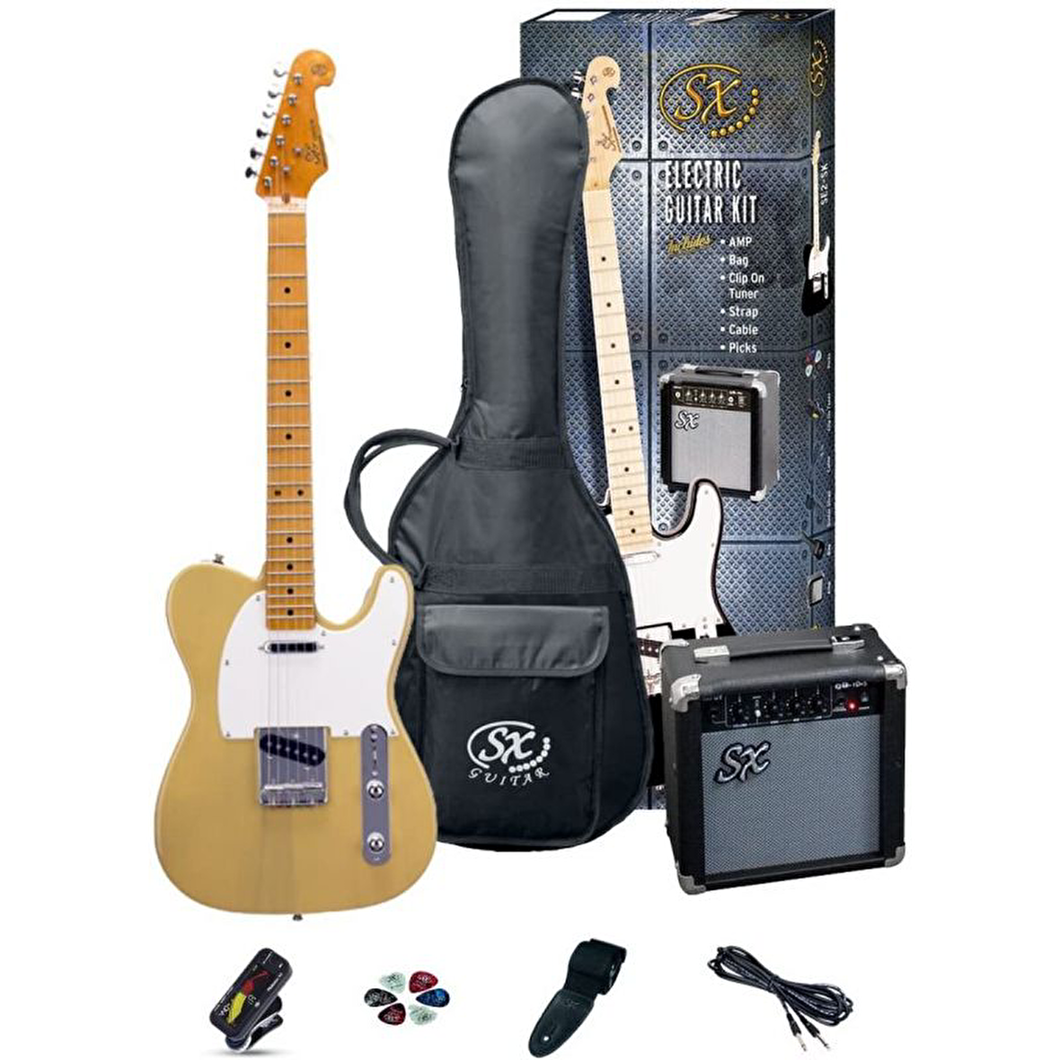 SX SE2-SK-BSB Elektro Gitar Seti (Butter Scotch Blonde)