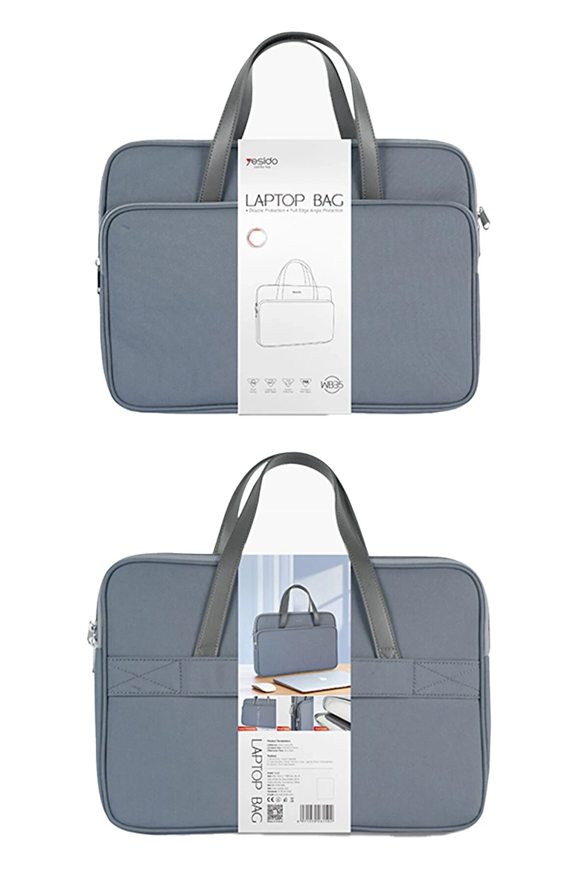 Yesido WB35 Fjallraven 600D Kumaşlı 14 inç Laptop Çantası - Gri