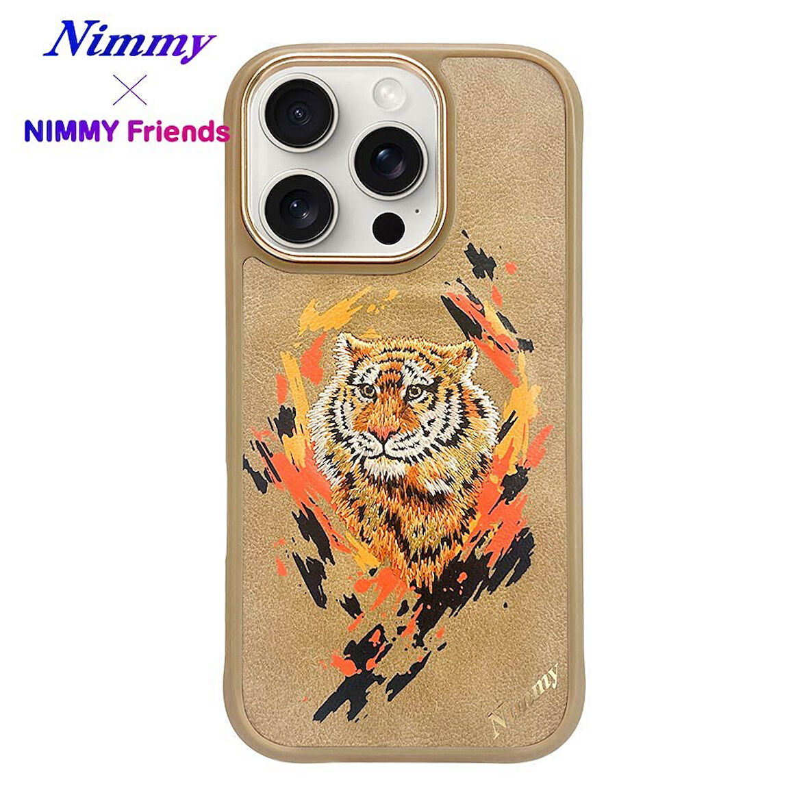 iPhone 16 Pro Max Uyumlu MagSafe Özellikli Gerçek Nakış İşlemeli Kaplan Desenli Dazzling  Kılıf
