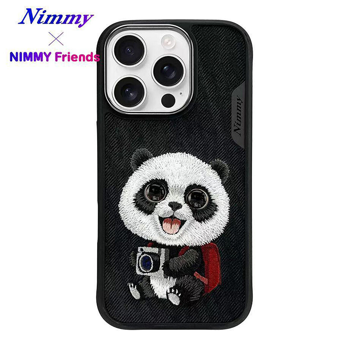 iPhone 16 Pro Uyumlu 3D Göz Panda Detaylı Gerçek Nakış İşlemeli Kabartmalı New Big Eyes Kılıf