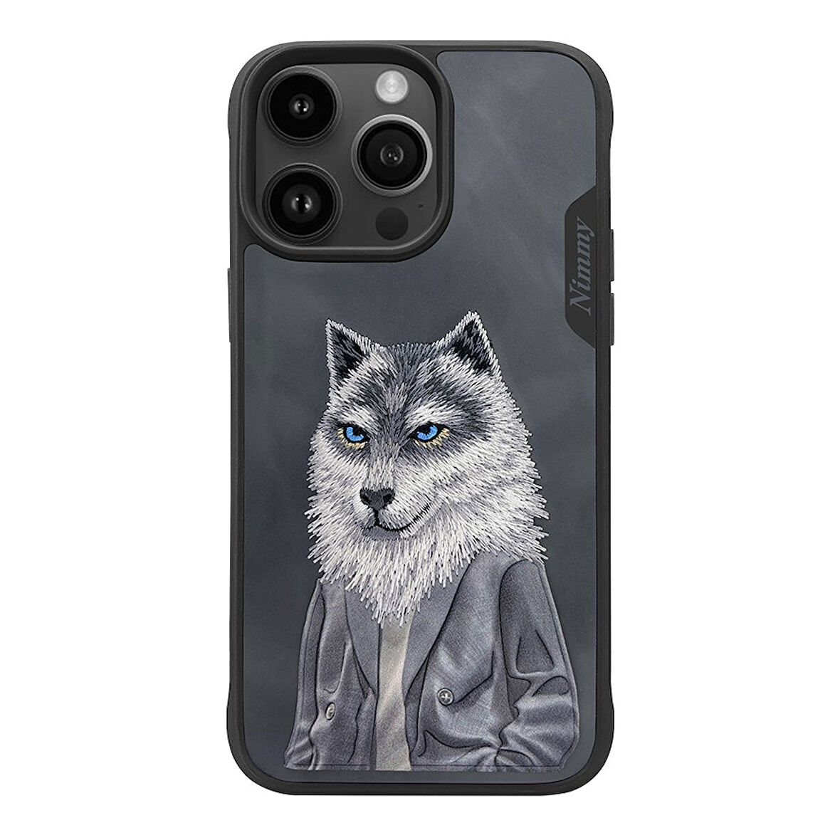 iPhone 15 Pro Max Uyumlu 3D Kıyafet Kurt Detaylı Nakış İşlemeli Kabartmalı Fashion Pet Kılıf
