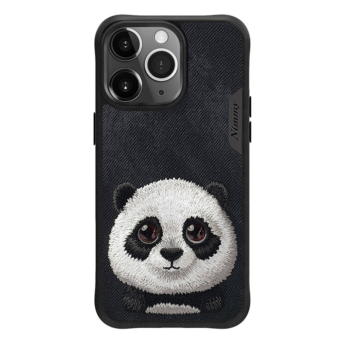 iPhone 15 Pro Uyumlu 3D Göz Panda Detaylı Gerçek Nakış İşlemeli Kabartmalı Big Eyes Kılıf