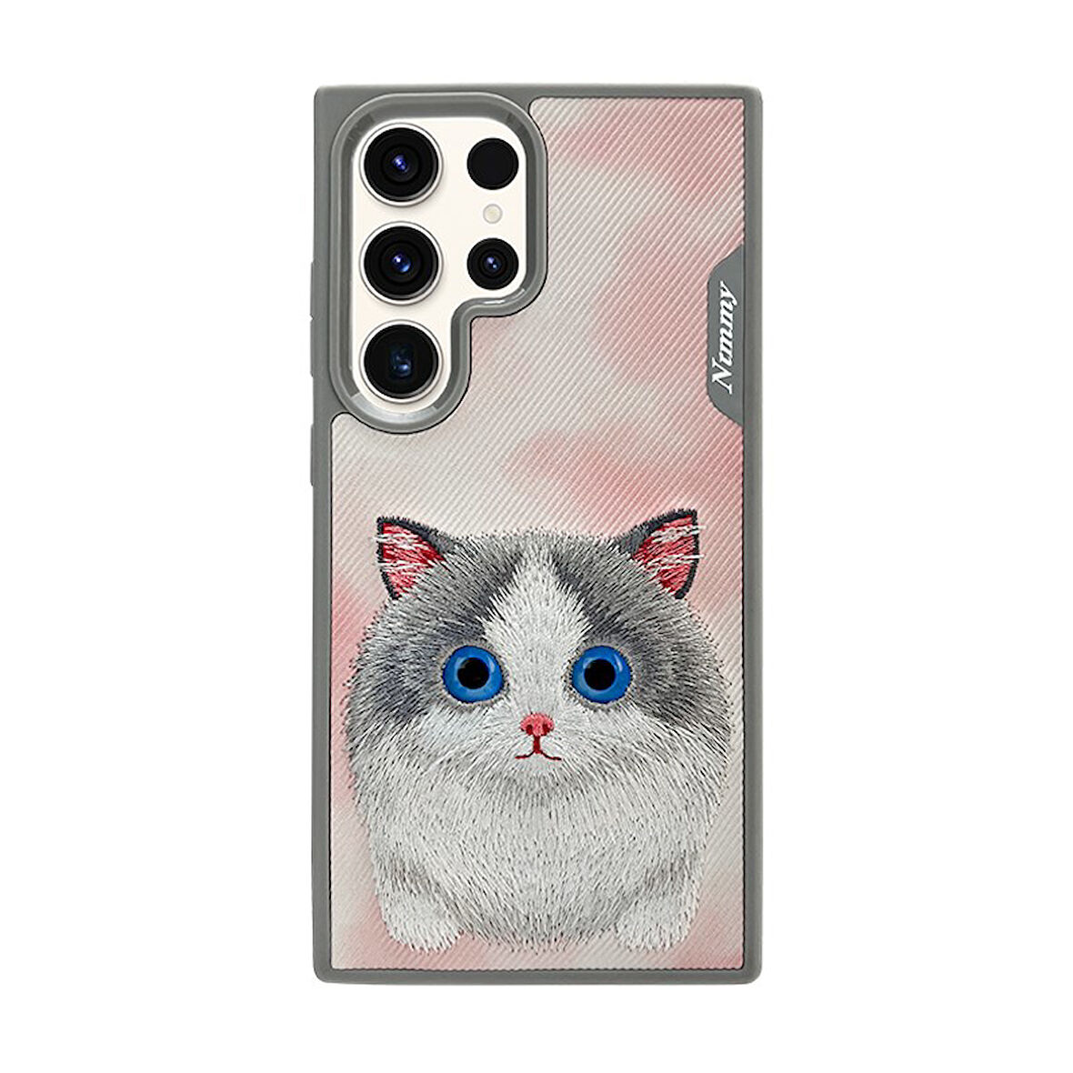 Samsung S24 Ultra Uyumlu 3D Göz Kedi Detaylı Gerçek Nakış İşlemeli Kabartmalı Big Eyes Kılıf