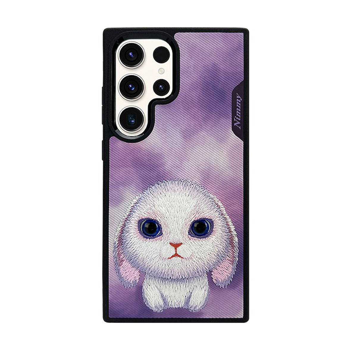 Samsung S23 Ultra Uyumlu 3D Göz Mor Tavşan Detaylı Nakış İşlemeli Kabartmalı Big Eyes Kılıf