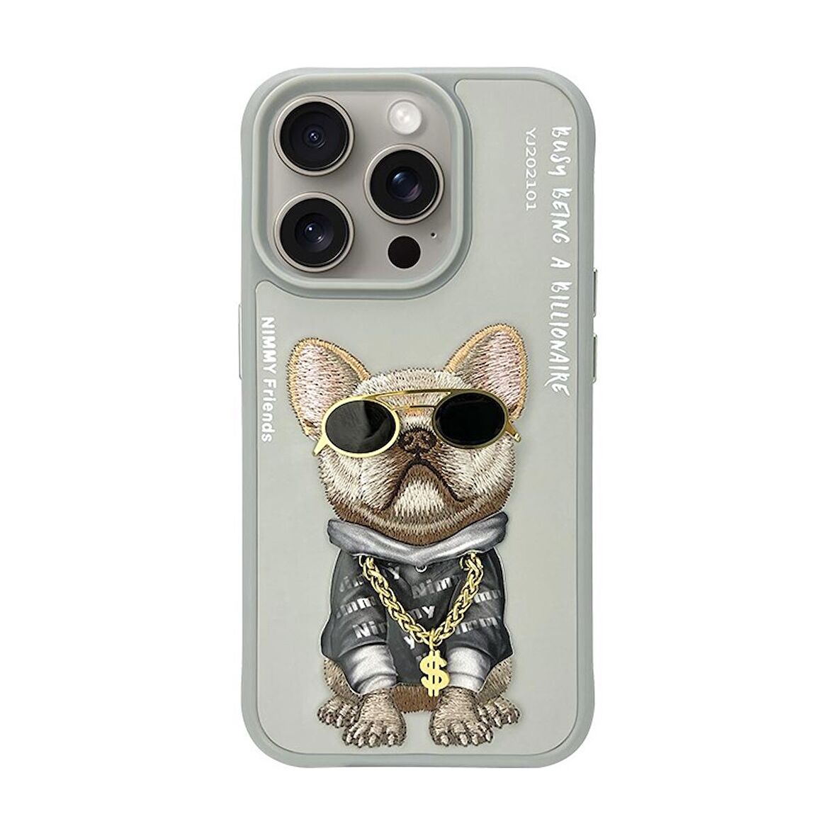 Nimmy iPhone 15 Pro Max Uyumlu Gri Dog Series Telefon Kılıfı