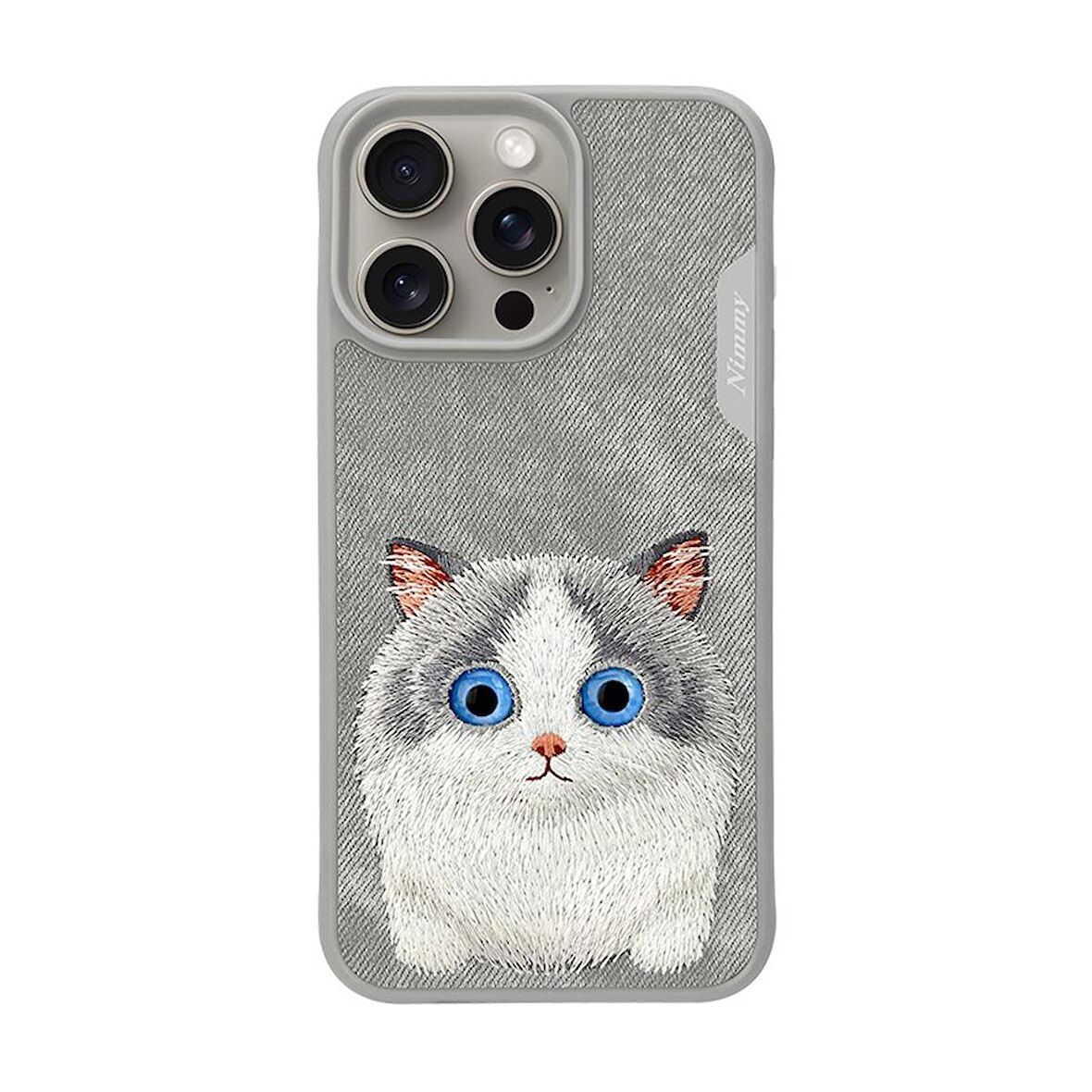 Nimmy iPhone 15 Pro Max Cat Series Gri Telefon Kılıfı