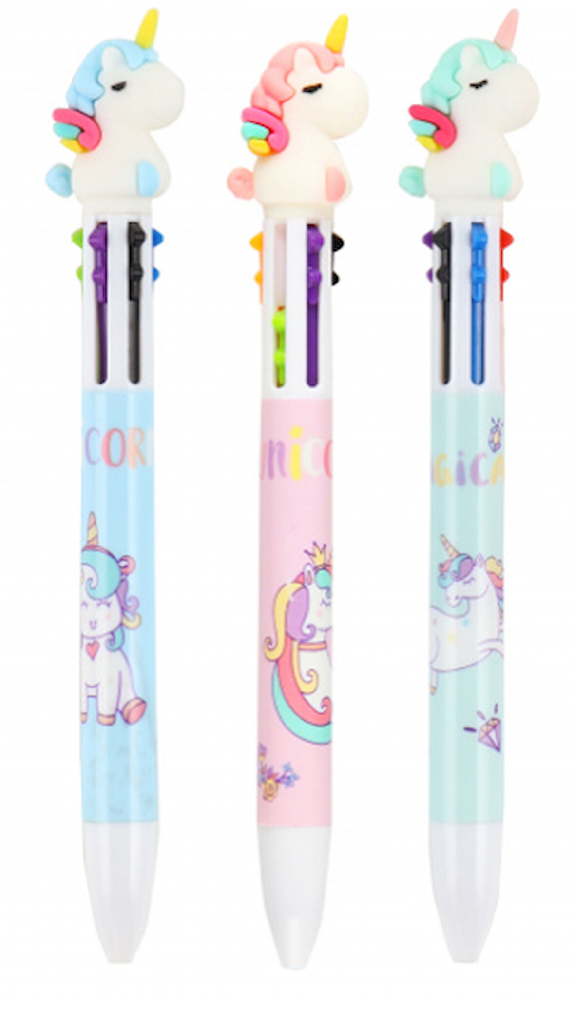 Unicorn Başlıklı 0.7 mm Altı Renk Tükenmez Kalem