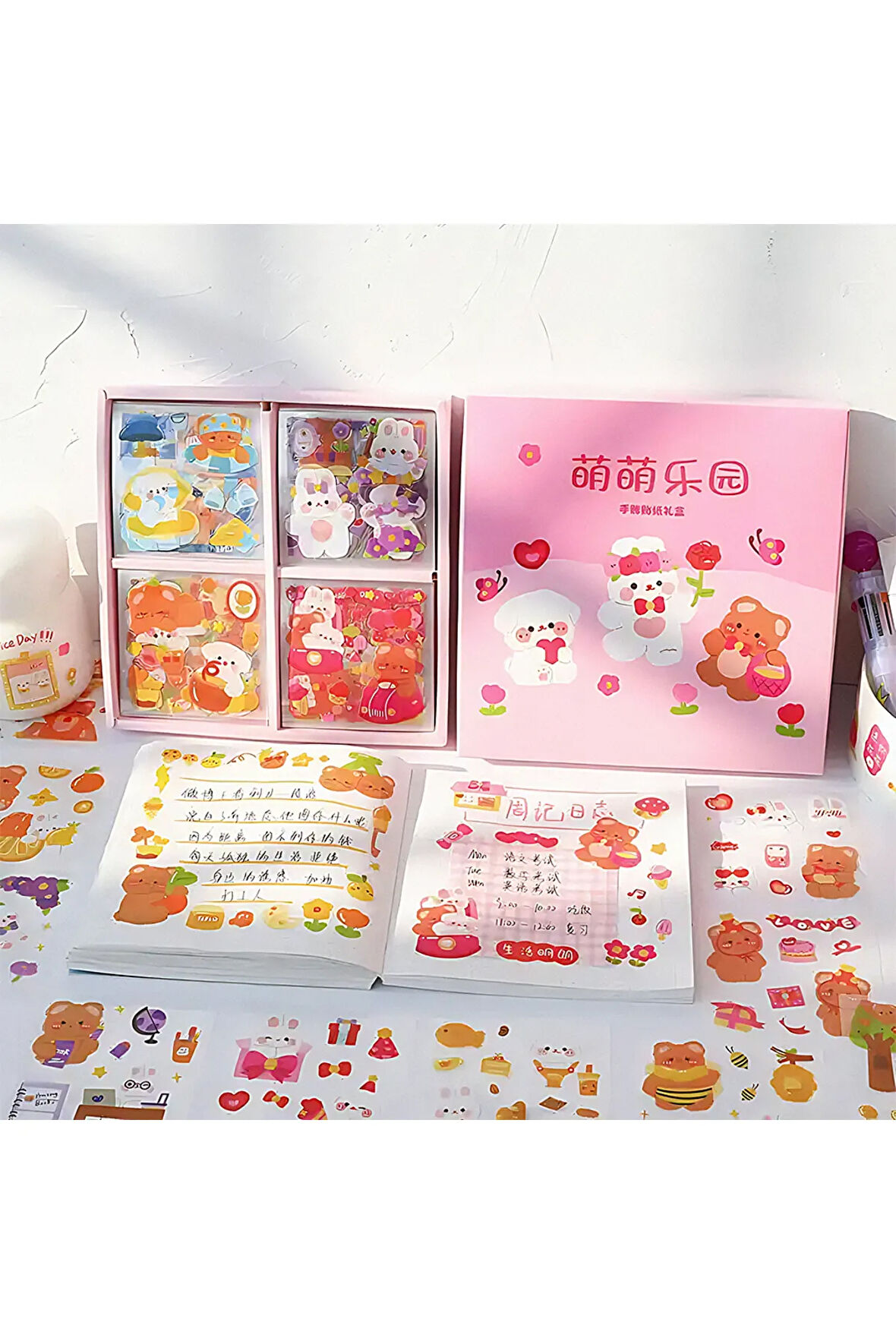 Sweet Bears Temalı 100 Yaprak 4 Bölmeli Sticker Seti • Bullet Journal (GGK-DG038)