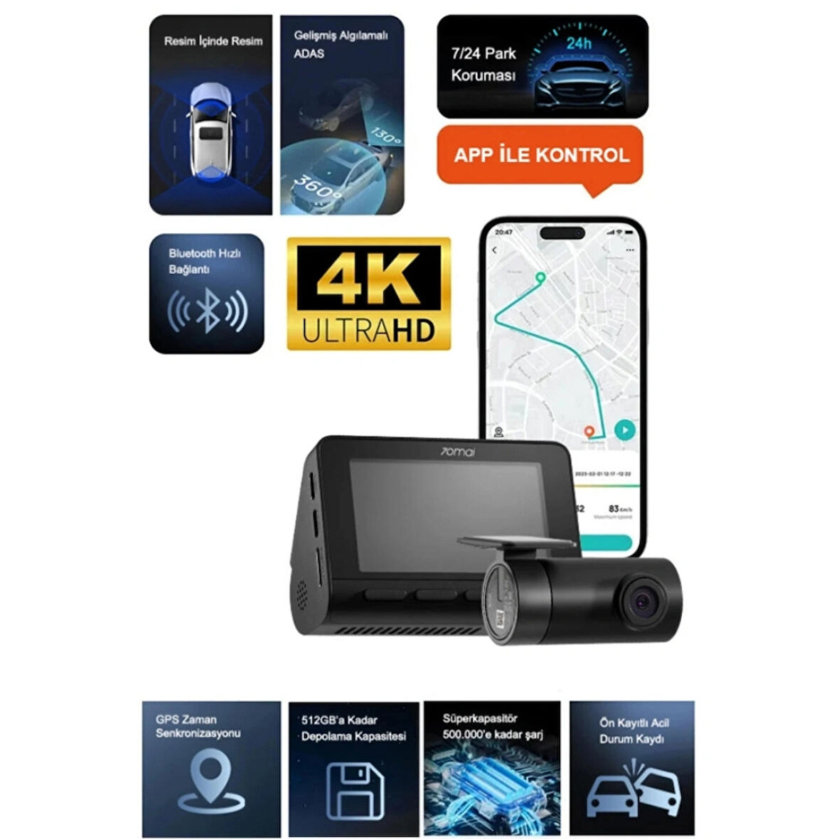 70mai dash cam A800SE Set