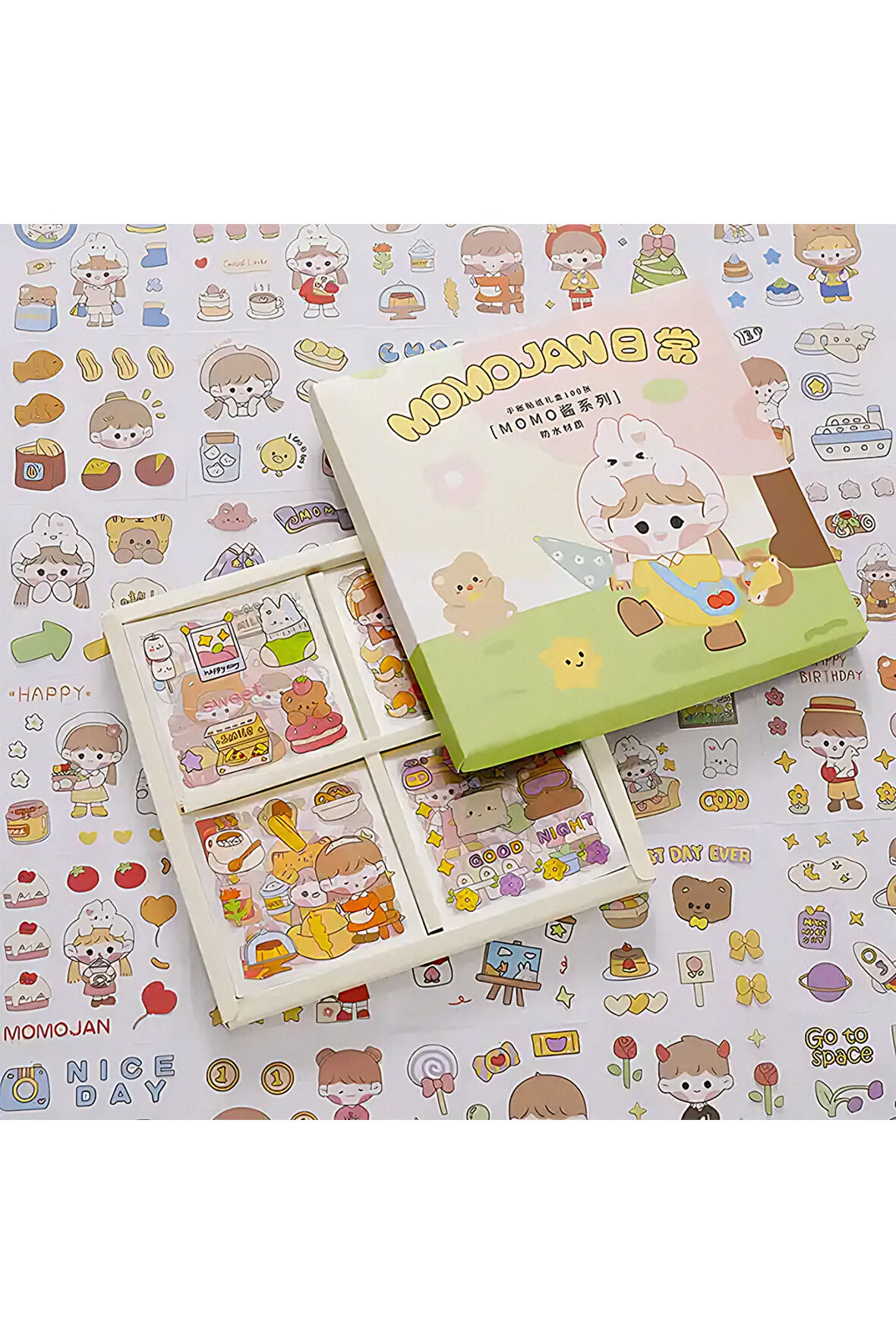 Momojanbo Temalı 100 Yaprak 4 Bölmeli Sticker Seti • Bullet Journal (GGK-DJ061)
