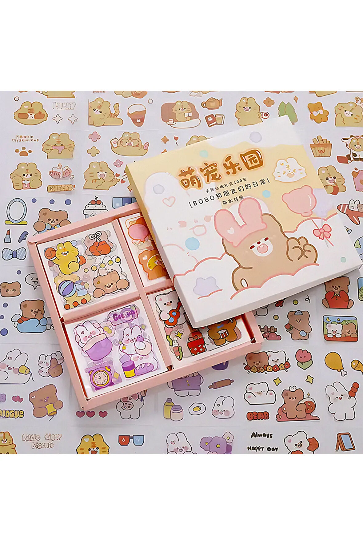 Bobo Temalı 100 Yaprak 4 Bölmeli Sticker Seti • Bullet Journal (GGK-DJ058)