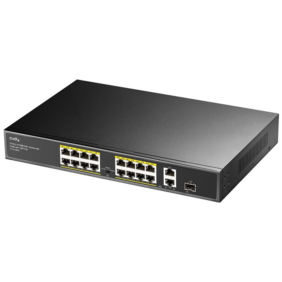 Cudy FS1018PS1 16 Port 10/100Mbps 200W PoE+,2 Gigabit Uplink Portlu, SFP VLAN CCTV SFP Switch