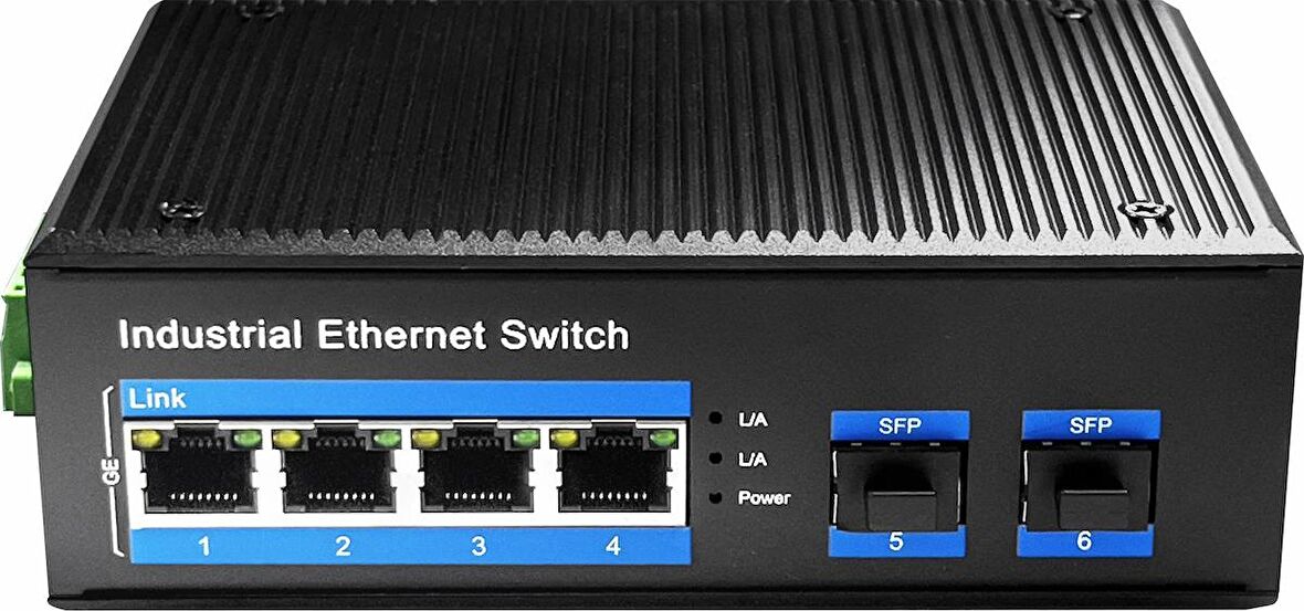 Cudy IG1004S2P 4Port Gigabit 120W PoE+,2SFP, 2km Çoklu,80km Tekli Mod IP40 Metal Endüstriyel Switch