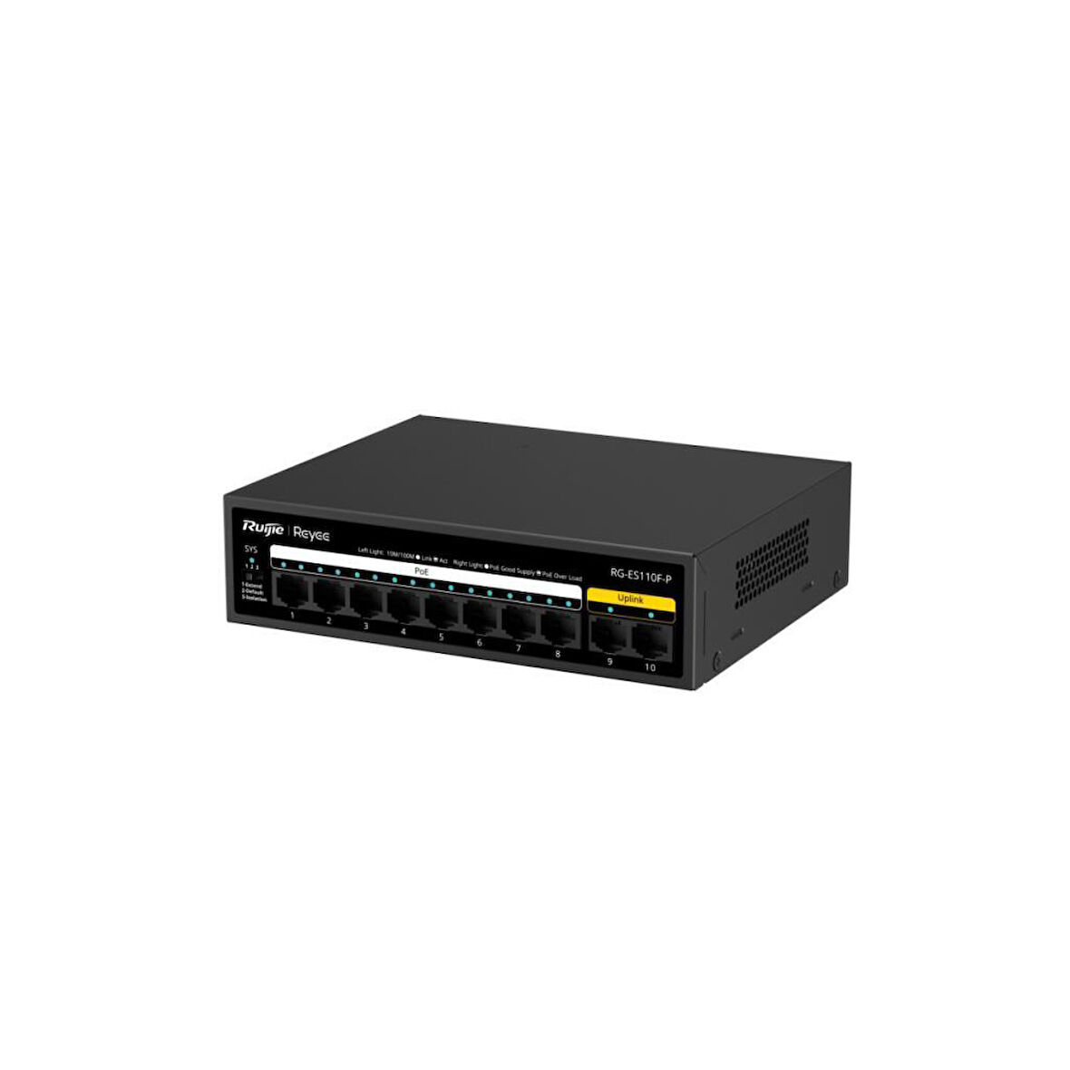 Ruijıe Reyee RG-ES110F-P 8 -Port 10/100 +2X 10/100 RJ45 Uplink 110W Poe Switch