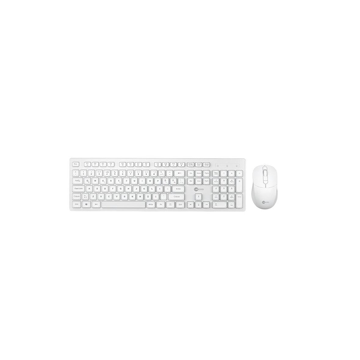 Lenovo Lecoo KW201 Kablosuz Türkçe Q Klavye & Mouse Set Beyaz