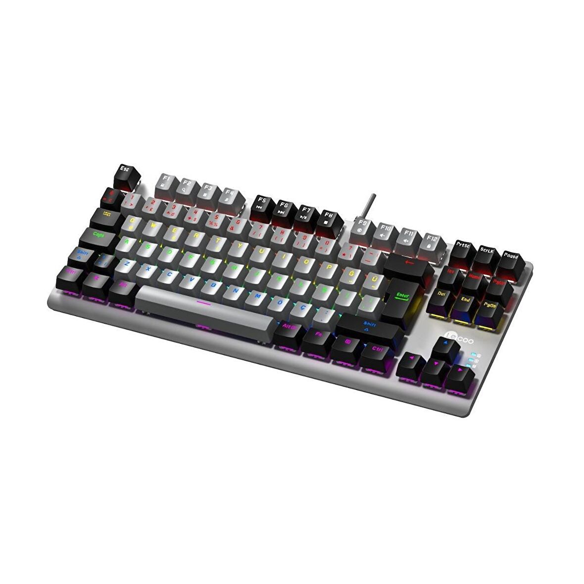Lecoo Gk304 Rgb Mekanik Gaming Oyuncu Klavyesi Red Switch Q Tr Gri & Siyah