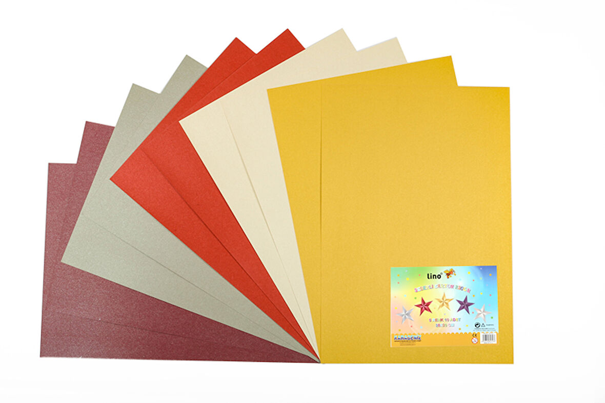 Lino Sedefli Karton 230gr 5 Renk 10'lu (49x69 cm)