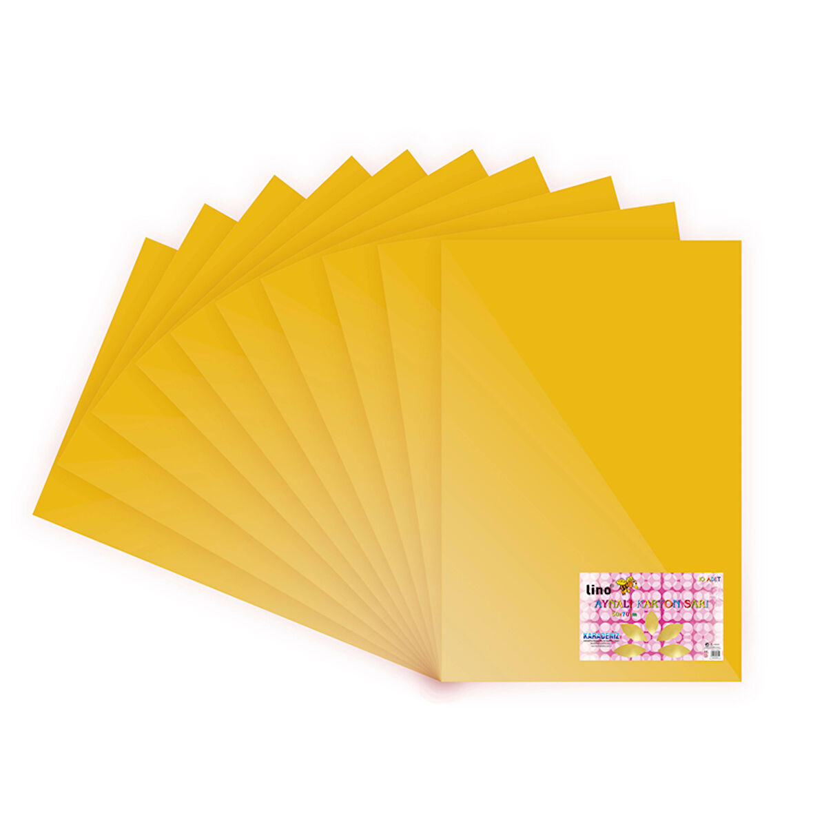 Lino Aynalı (Metalik) Karton Sarı 10'lu (50x70 cm)