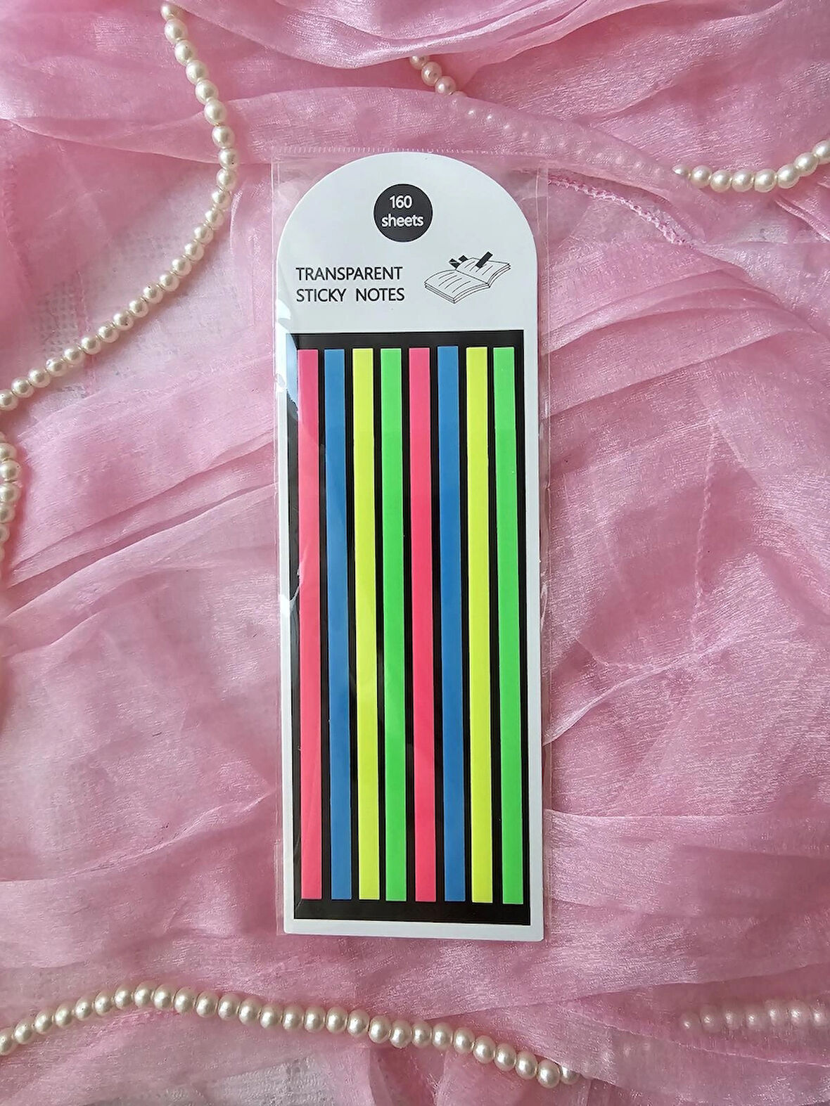İnce Uzun Şerit Şeffaf Neon Renkli Çubuk Postit Post-it Post It Kitap Ayracı Ayraç Sticker (1 Adet)