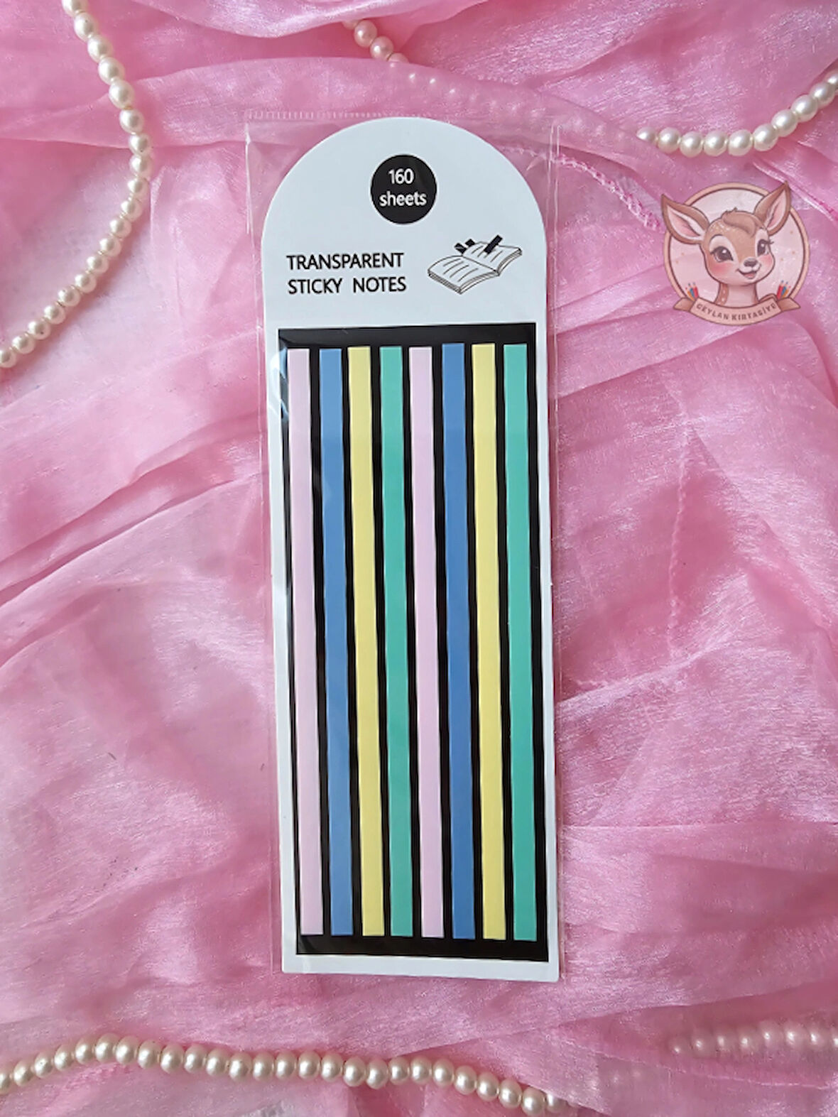 İnce Uzun Şerit Şeffaf Pastel Renk Çubuk Postit Post-it Post It Kitap Ayracı Ayraç Sticker (1 Adet)