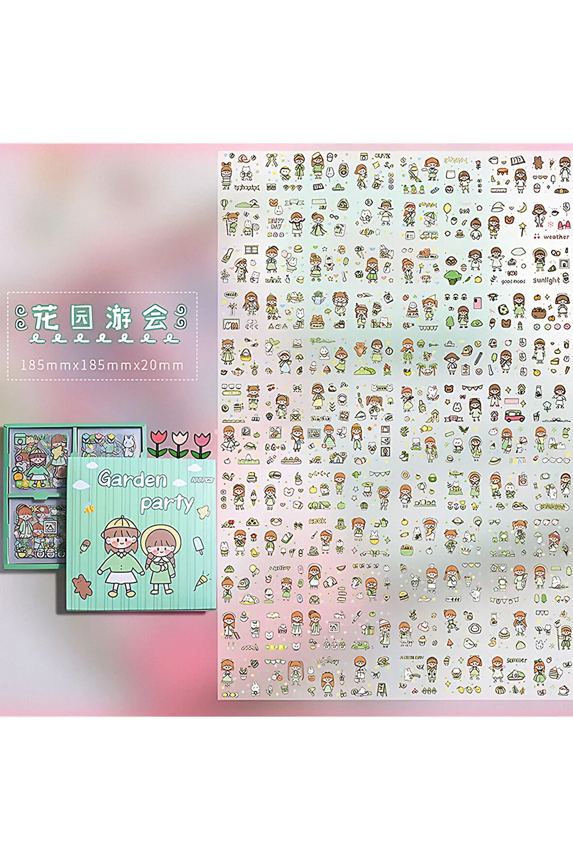 Garden Party Temalı 100 Yaprak 4 Bölmeli Sticker Seti • Bullet Journal (GGK-DR106)