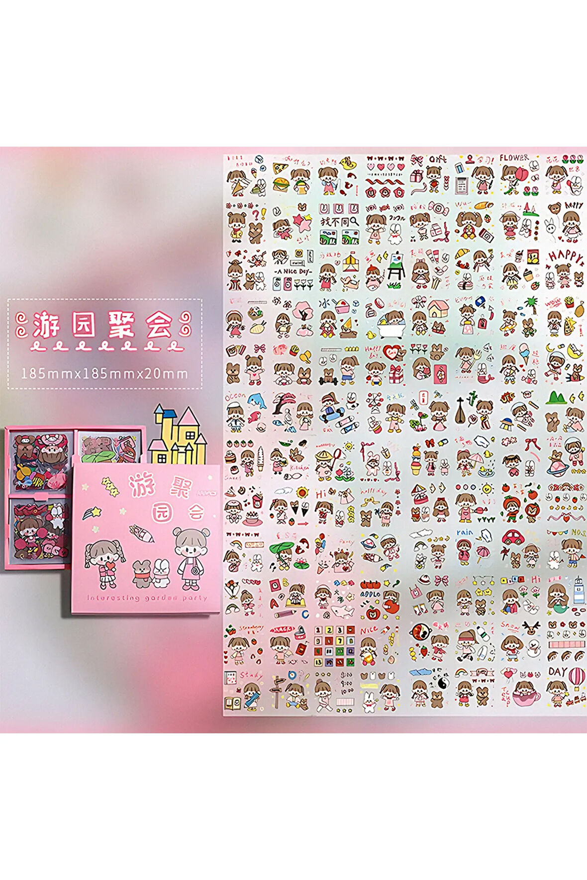 Garden Party Temalı 100 Yaprak 4 Bölmeli Sticker Seti • Bullet Journal (GGK-DR108)