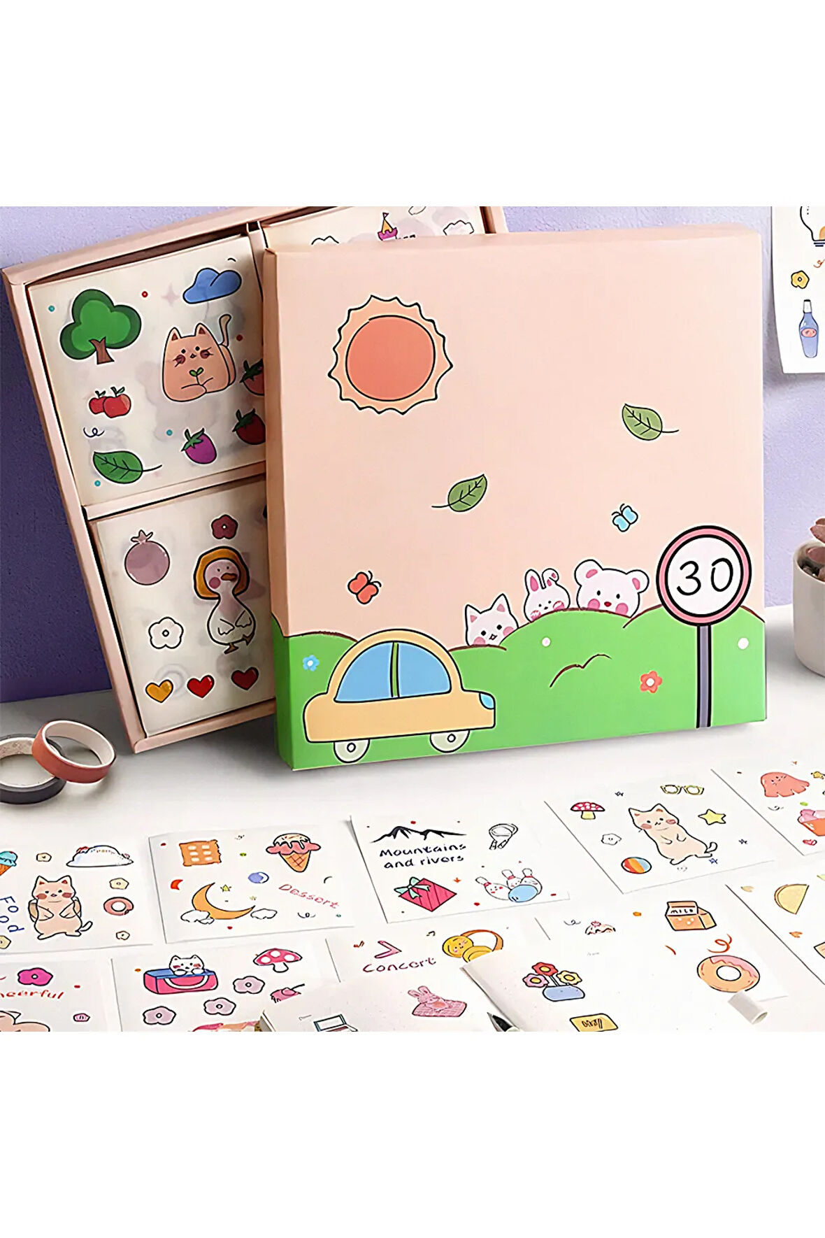 Birds and Butterfly Temalı 80 Yaprak 4 Bölmeli Sticker Seti • Bullet Journal (GGK-DL066)