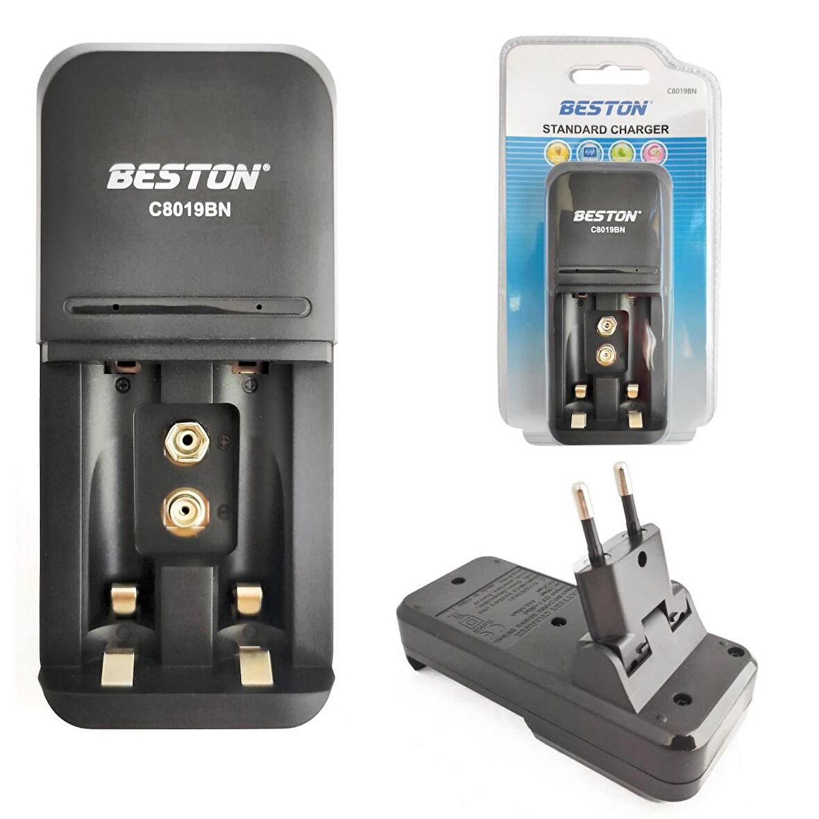 PİL ŞARJ ALETİ ÜÇLÜ 9V/AA/AAA Nİ-MH Nİ-CD Lİ-İON BESTON BST-C8019BN