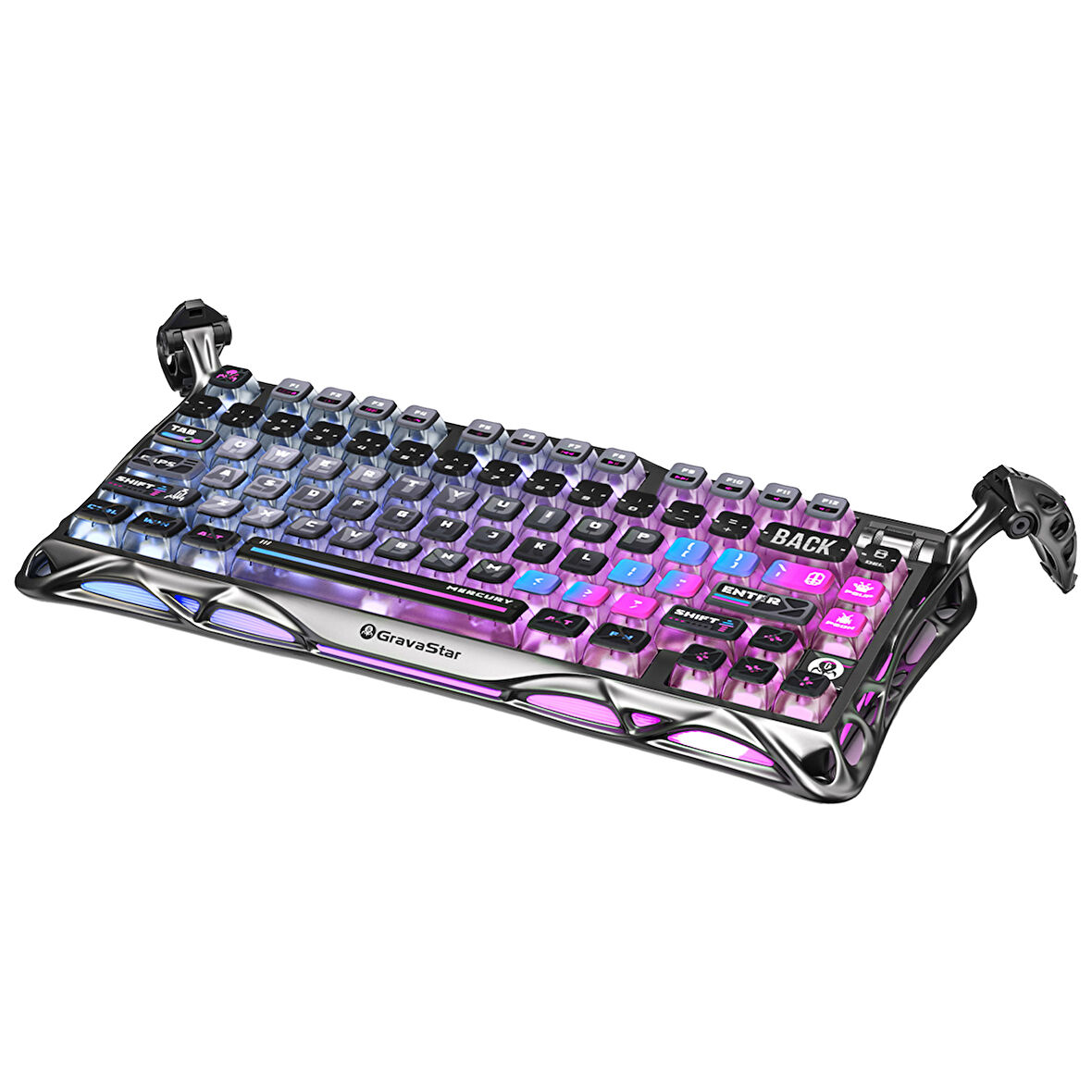 GravaStar Mercury K1 Pro RGB Kablosuz Mekanik Gaming Klavye, Alüminyum Çerçeveli, İngilizce Q, Special Edition, Cyberpunk